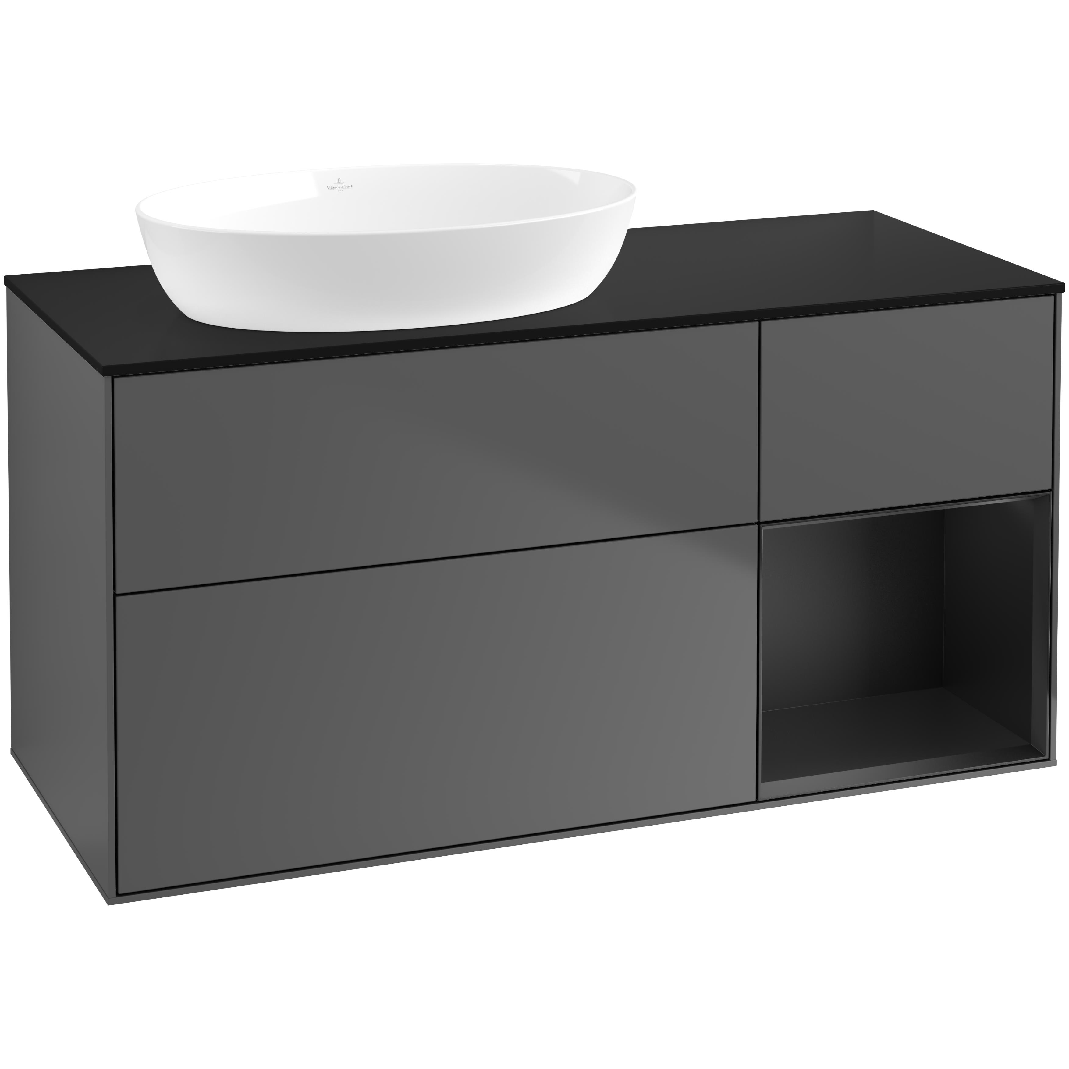 Tvättställsskåp Villeroy & Boch Finion med 3 Lådor Hylla och Bänkskiva för Ocentrerat Tvättställ från Artis & Collaro