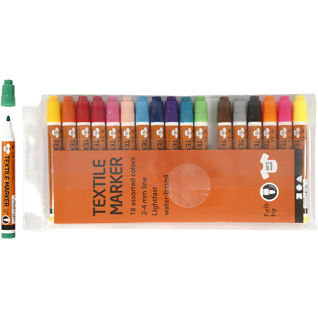 Tekstilpenner Creativ Company Ass Farger Strek 2-4 mm 1 pakke