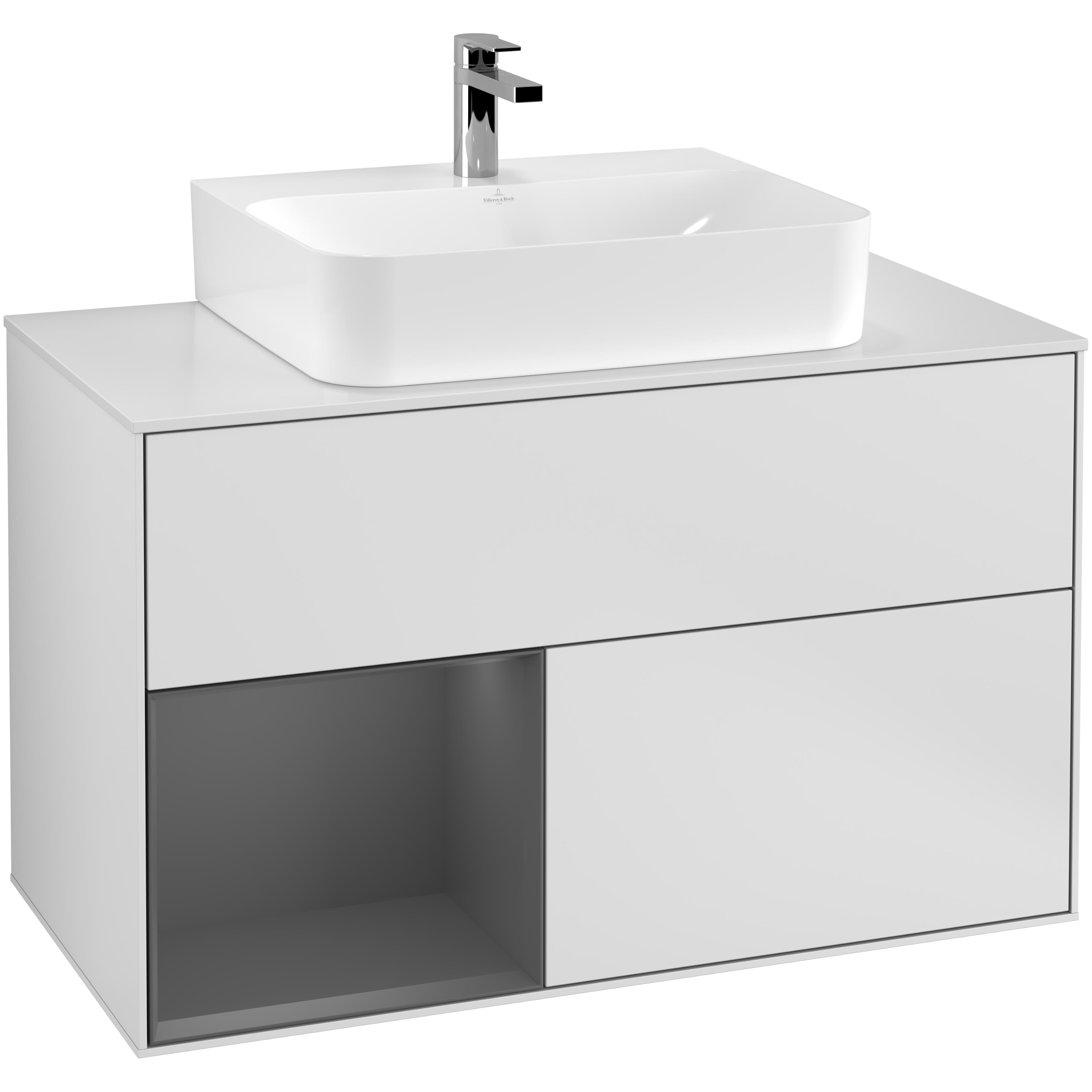 Tvättställsskåp Villeroy & Boch Finion med 2 Lådor Hylla och Bänkskiva för Centrerat Tvättställ | badrum - badrumsmobler - tvattstallsskap-och-kommod | KakelKungen