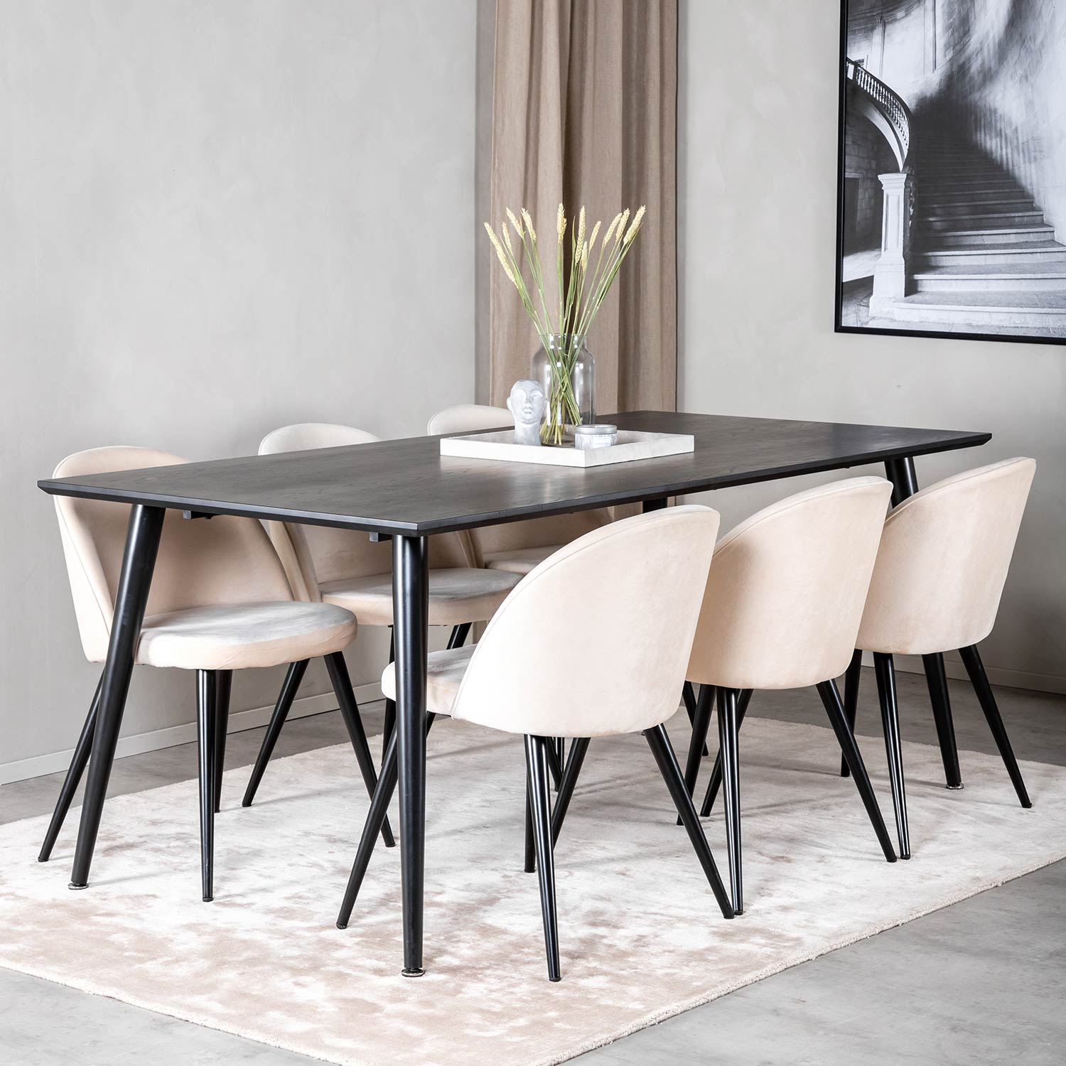Spisegruppe Venture Home Dipp med 6 Velvet Stoler