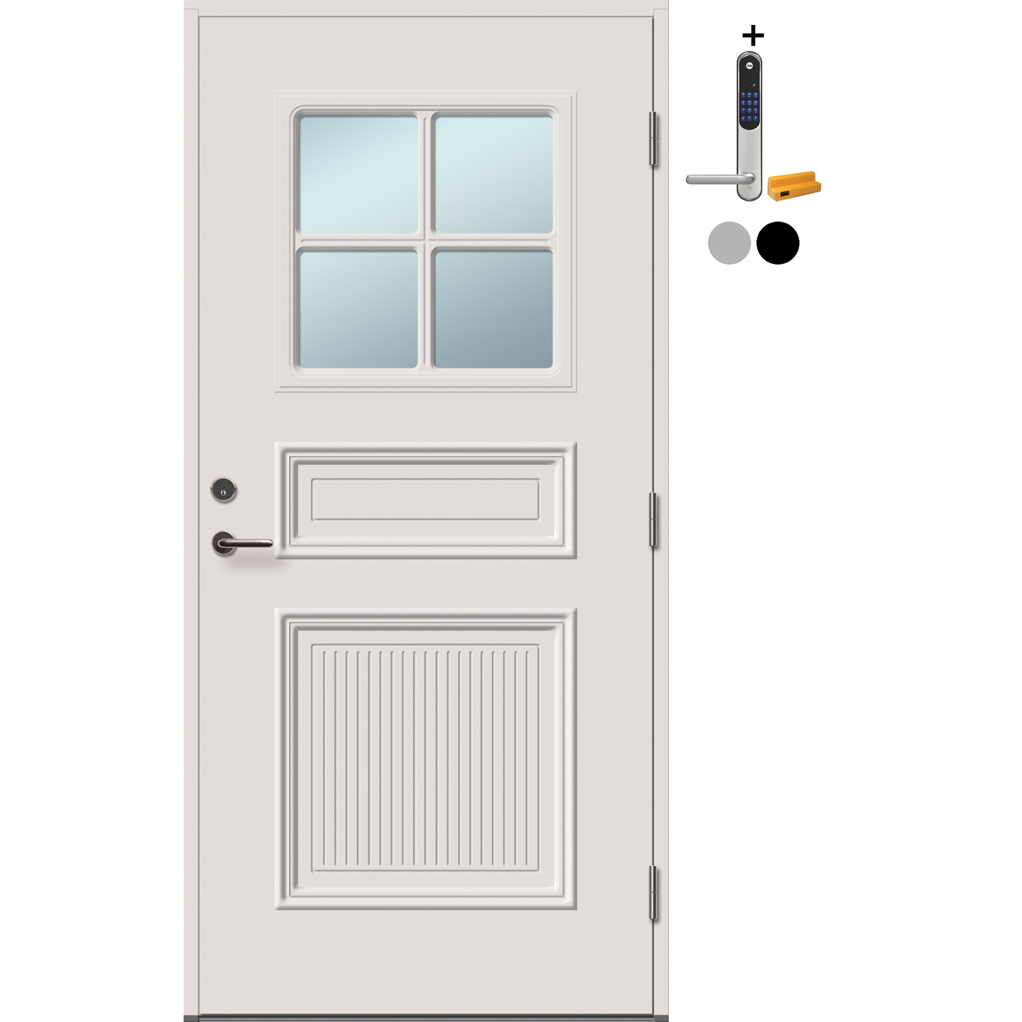 Ytterdør Tundøren Tun 414 Klarglass Hvit med Yale Doorman Classic Home