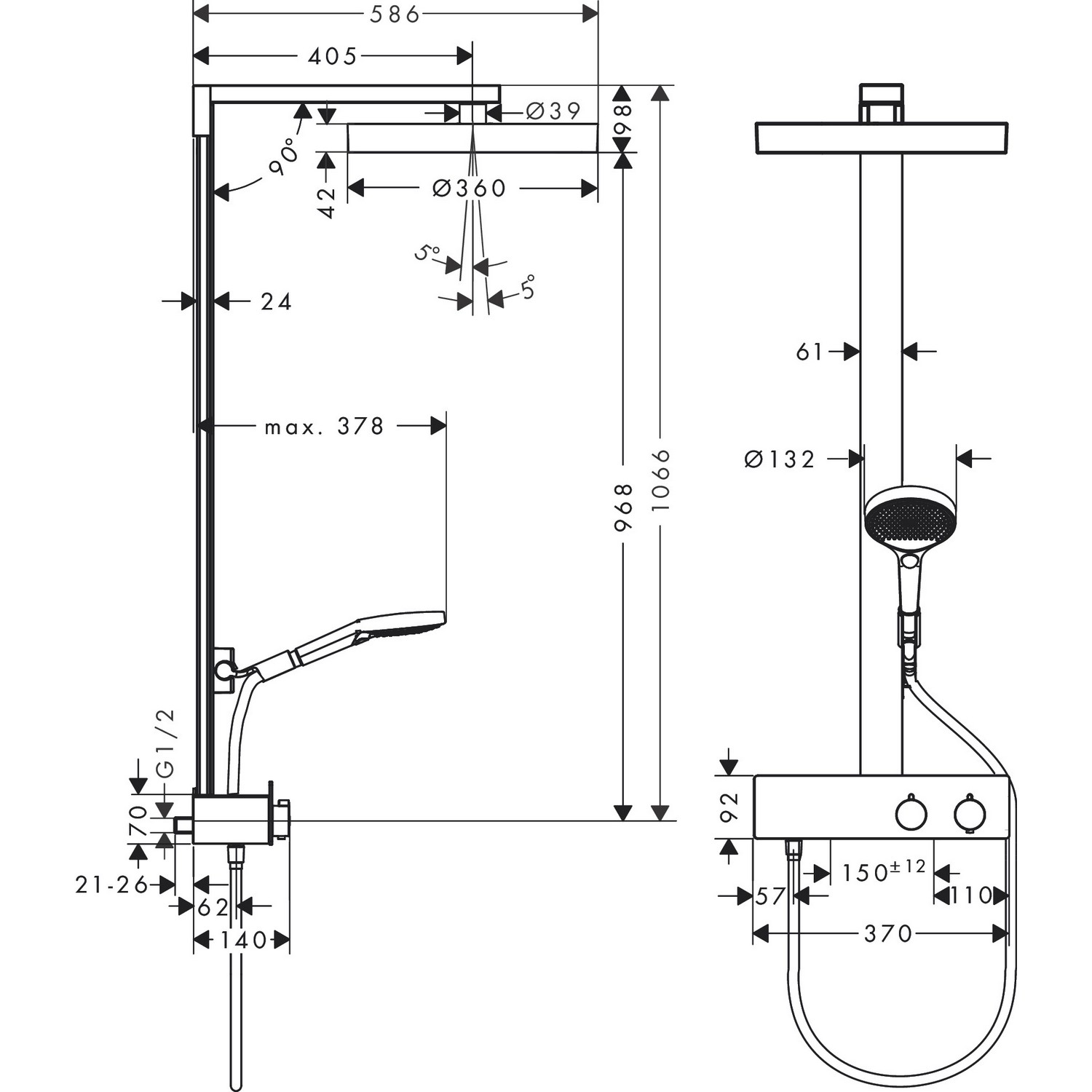 Takdusjsett Hansgrohe Rainfinity 360 1jet