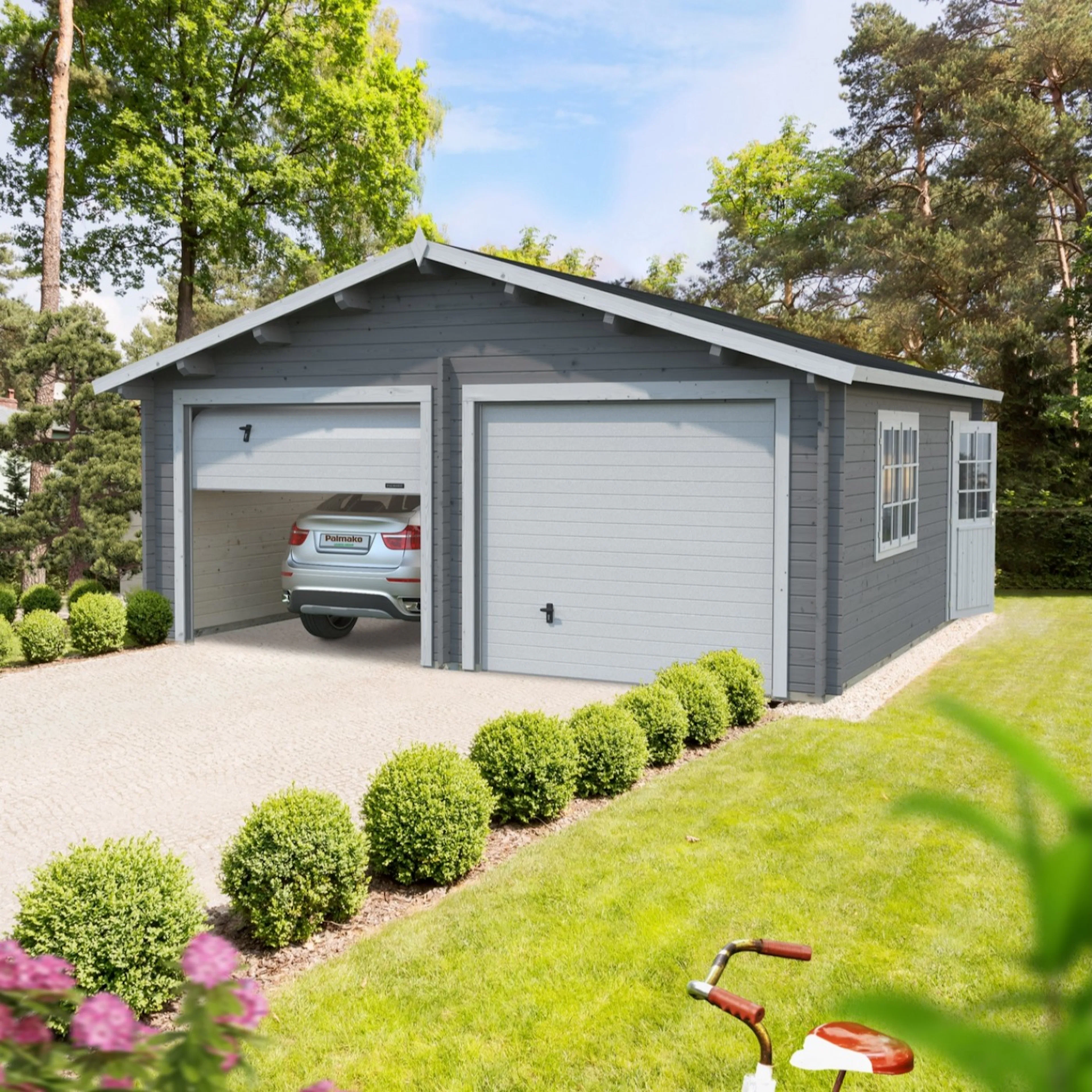 Garasjebod Palmako Roger 28,4 m2 med 2 Enkle Leddporter