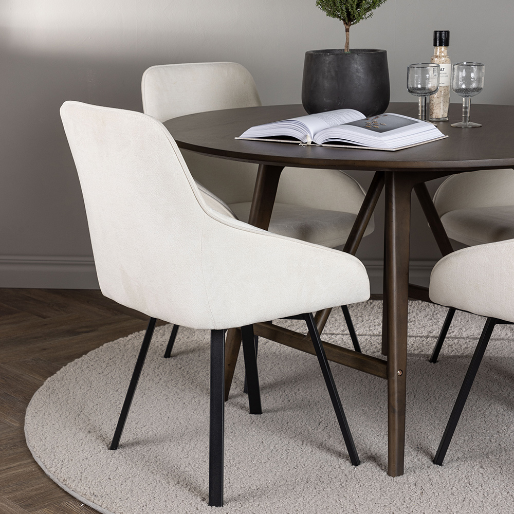 Spisegruppe Venture Home Kaseidon Ø100 cm med 4 stk Rosie Stoler