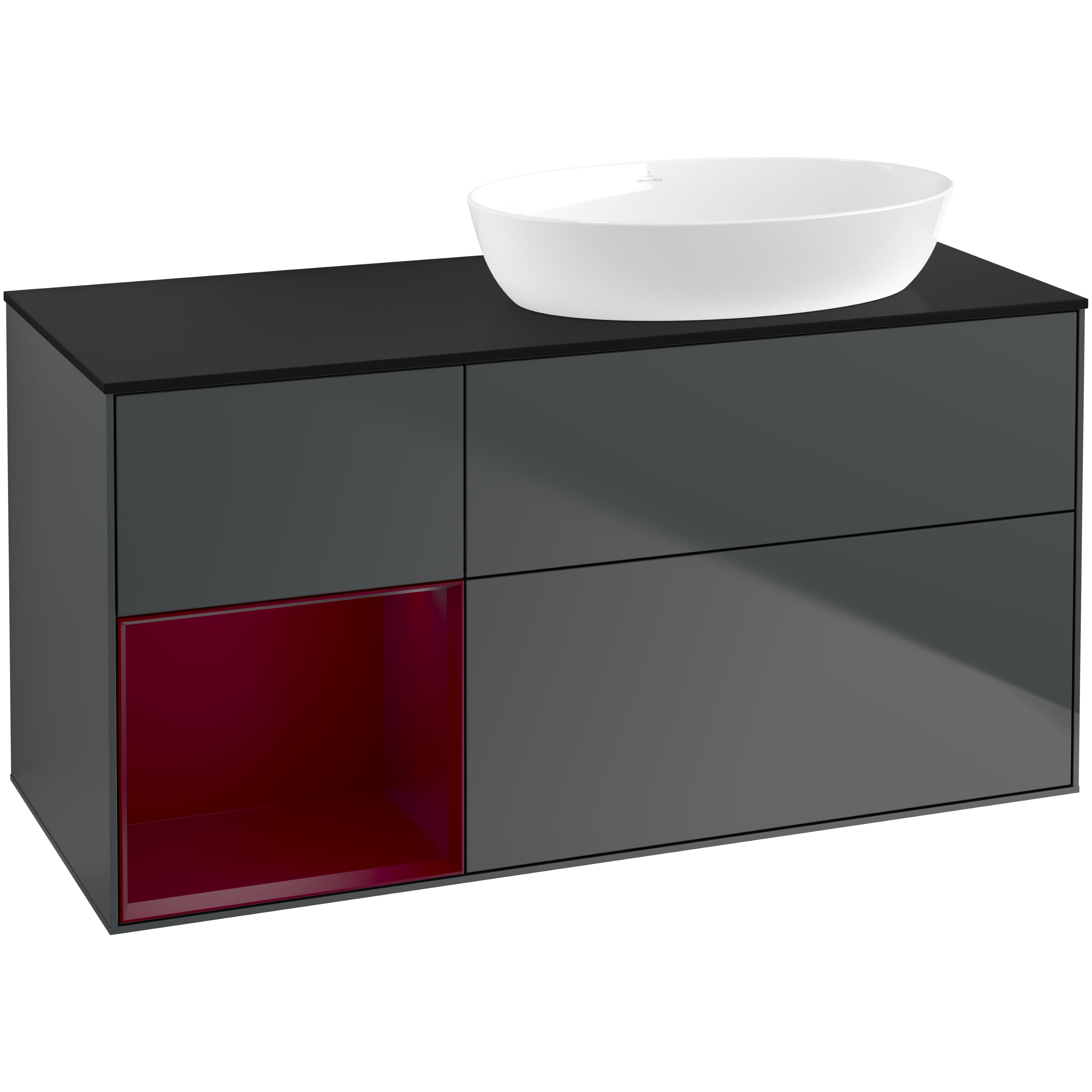 Tvättställsskåp Villeroy & Boch Finion med 3 Lådor Hylla och Bänkskiva för Ocentrerat Tvättställ från Artis & Collaro