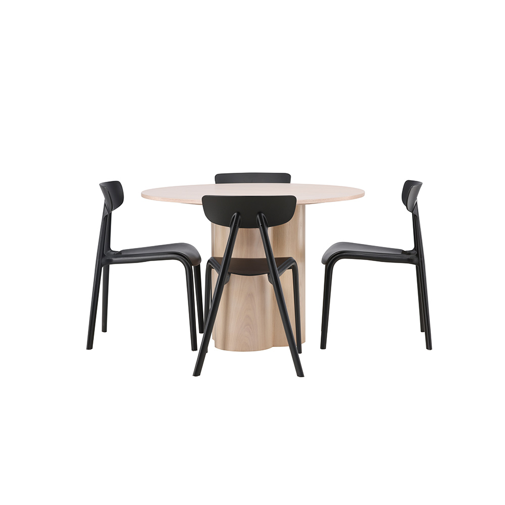 Spisegruppe Venture Home Olivia Ø 110 cm med 4 Ursholmen Stoler