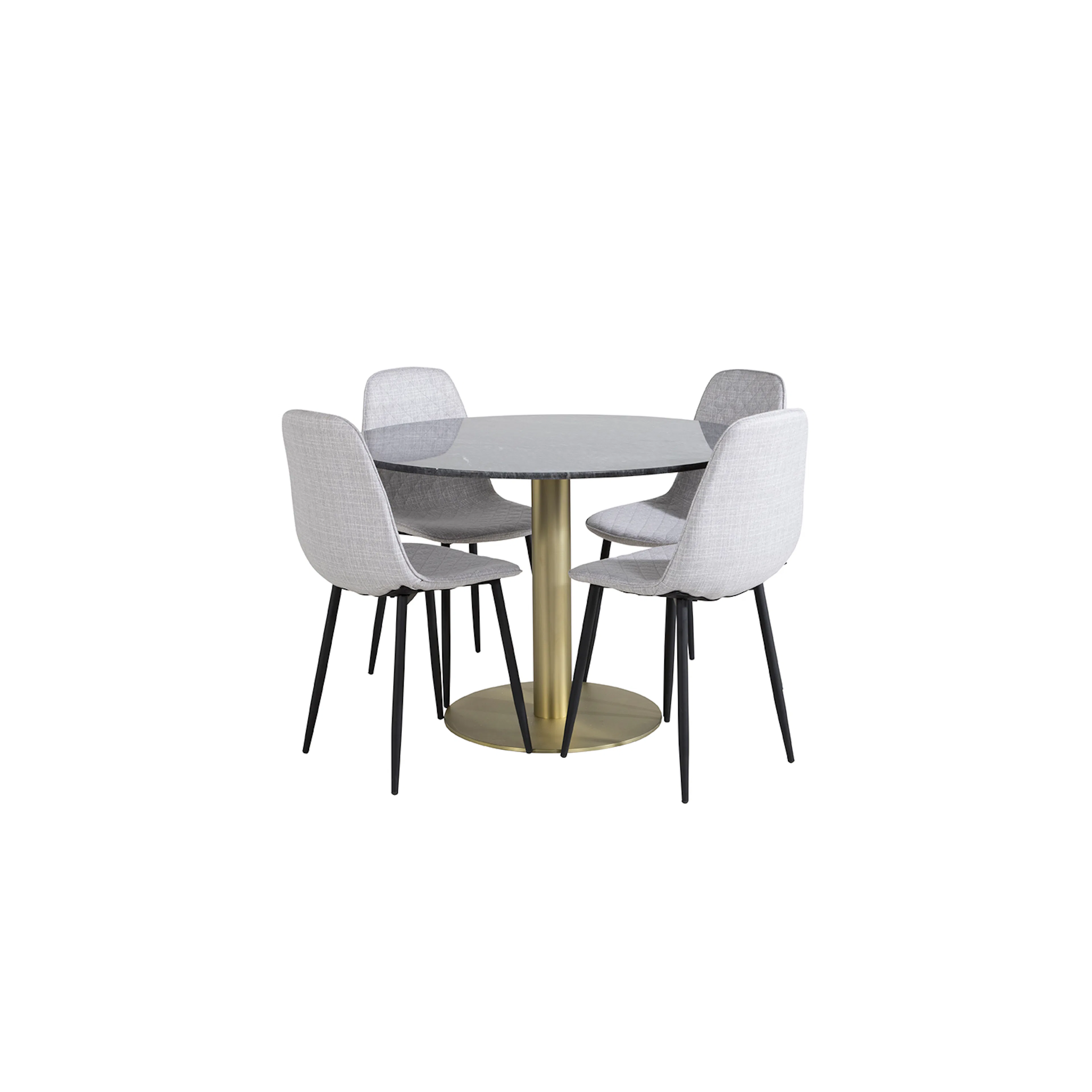 Estelle Round Dining Table ø106+ Polar Diamond Dining Chair Sort/Messing/Grå
