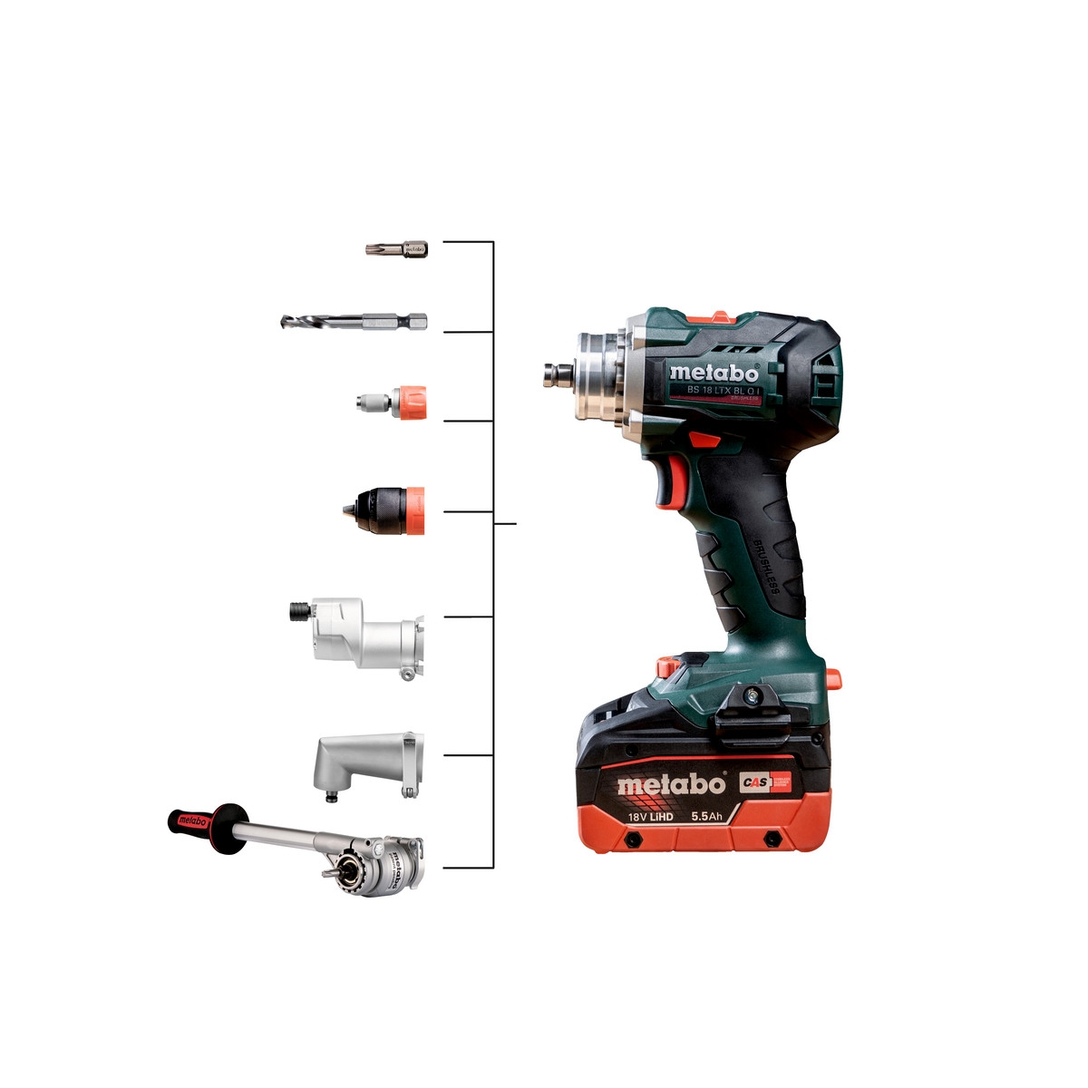 Batteridrill Metabo BS 18 LTX BL QI med Batteri og Lader