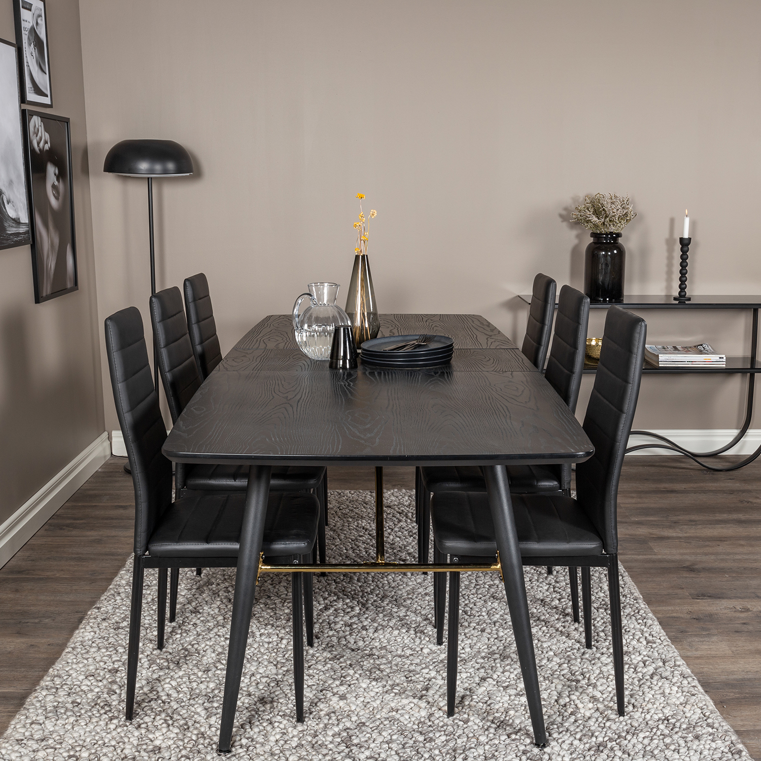 Spisegruppe Venture Home Gold med 6 Slim Stoler