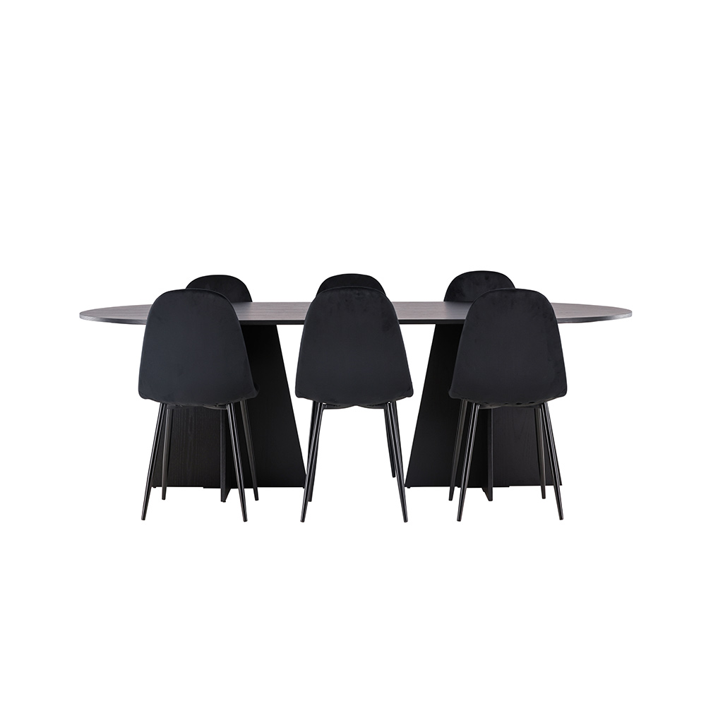 Spisegruppe Venture Home Bootcut Oval med 6 Polar Fløyel Stoler