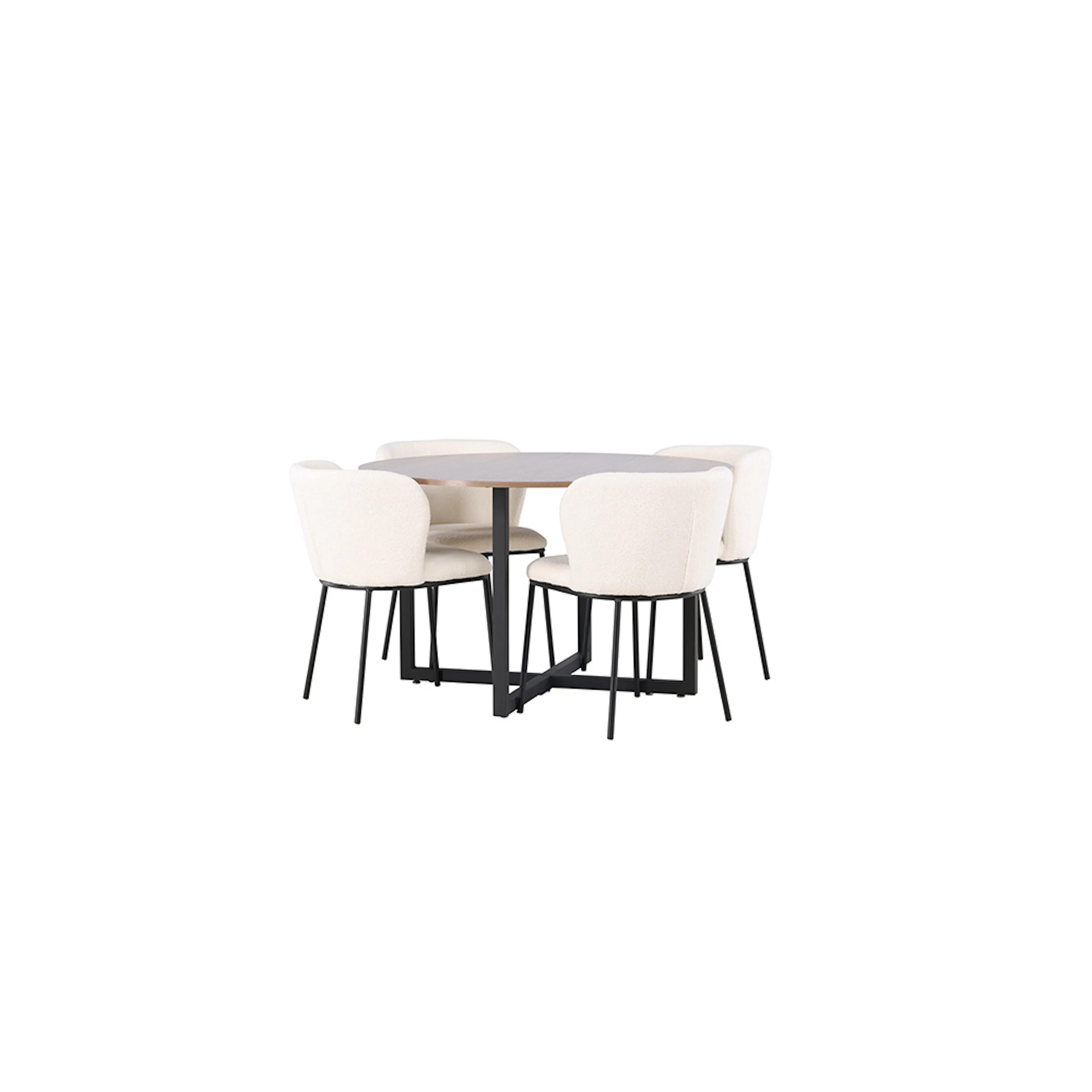 Spisegruppe Venture Home Durango Ø120 cm med 4 stk Edina Stoler