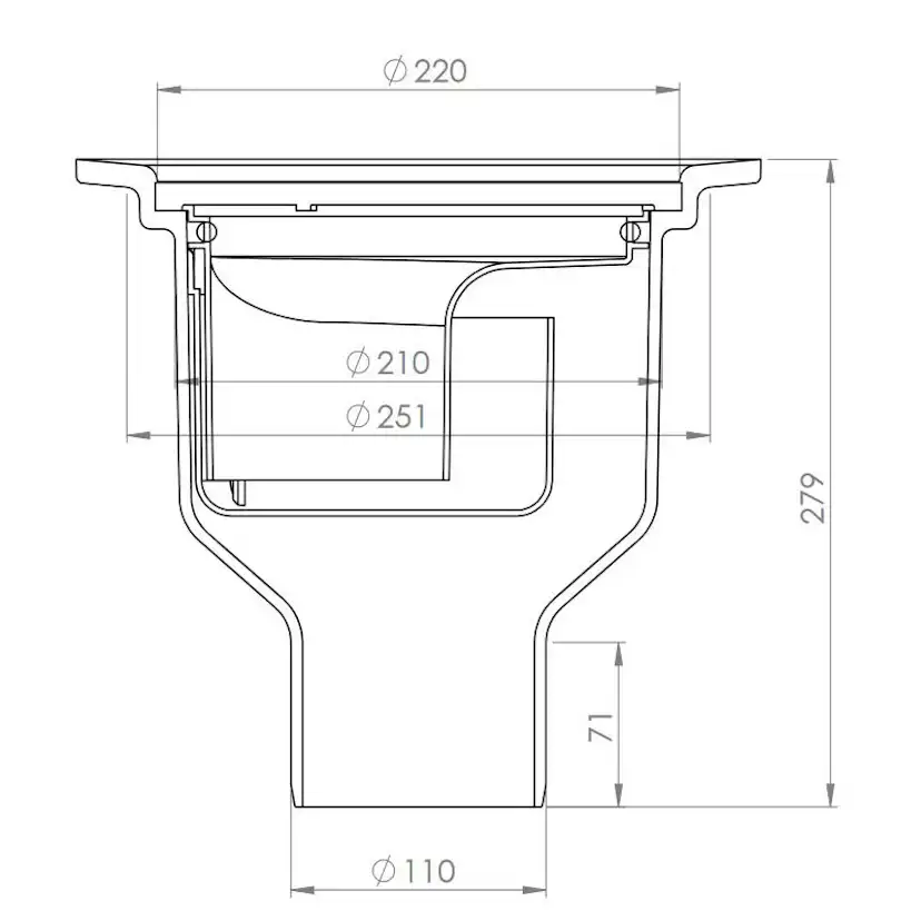 Golvbrunn Purus Heavy 110 E Ø220 mm