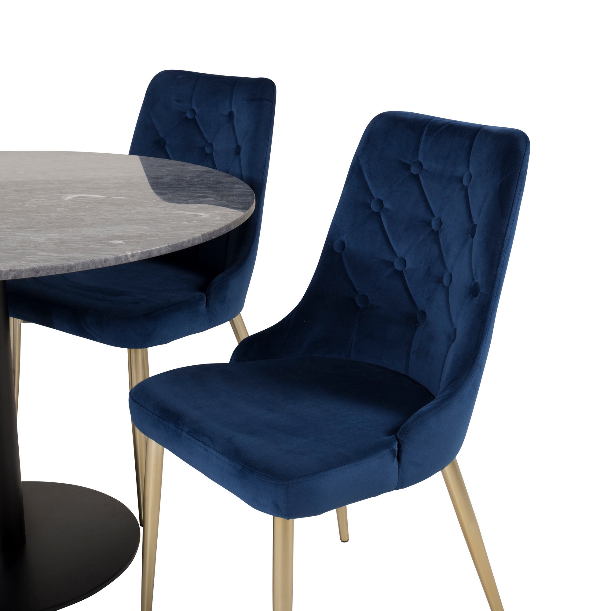Spisegruppe Venture Home Estelle Rund med 4 Vera Stoler Fløyel