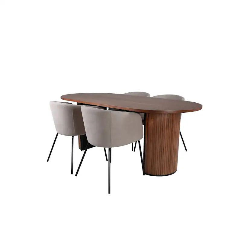 Spisegruppe Venture Home Bianca med 4 Bergen Stoler Polyester