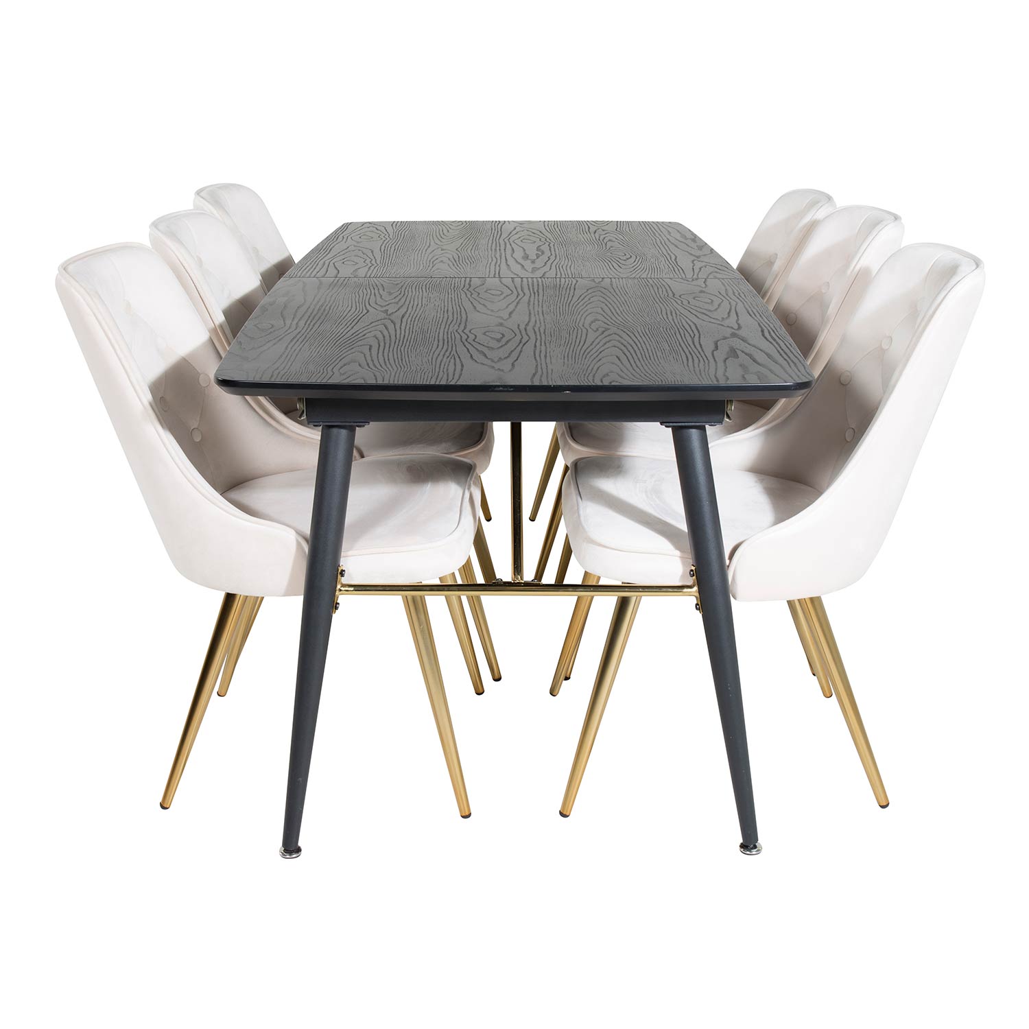 Spisegruppe Venture Home Gold med 6 Velvet Deluxe Stoler