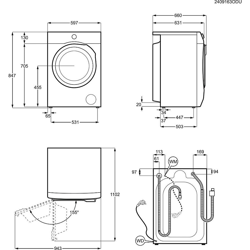 Frontmatet Vaskemaskin Electrolux EFI743S14S SteamCare Hvit