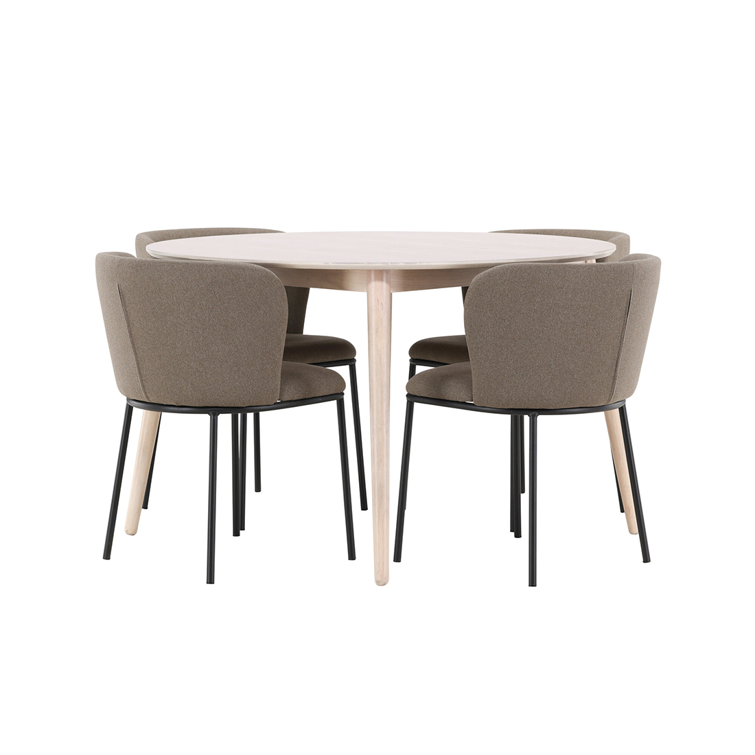 Spisegruppe Venture Home Flora Ø120 cm med 4st Edina Spisestoler