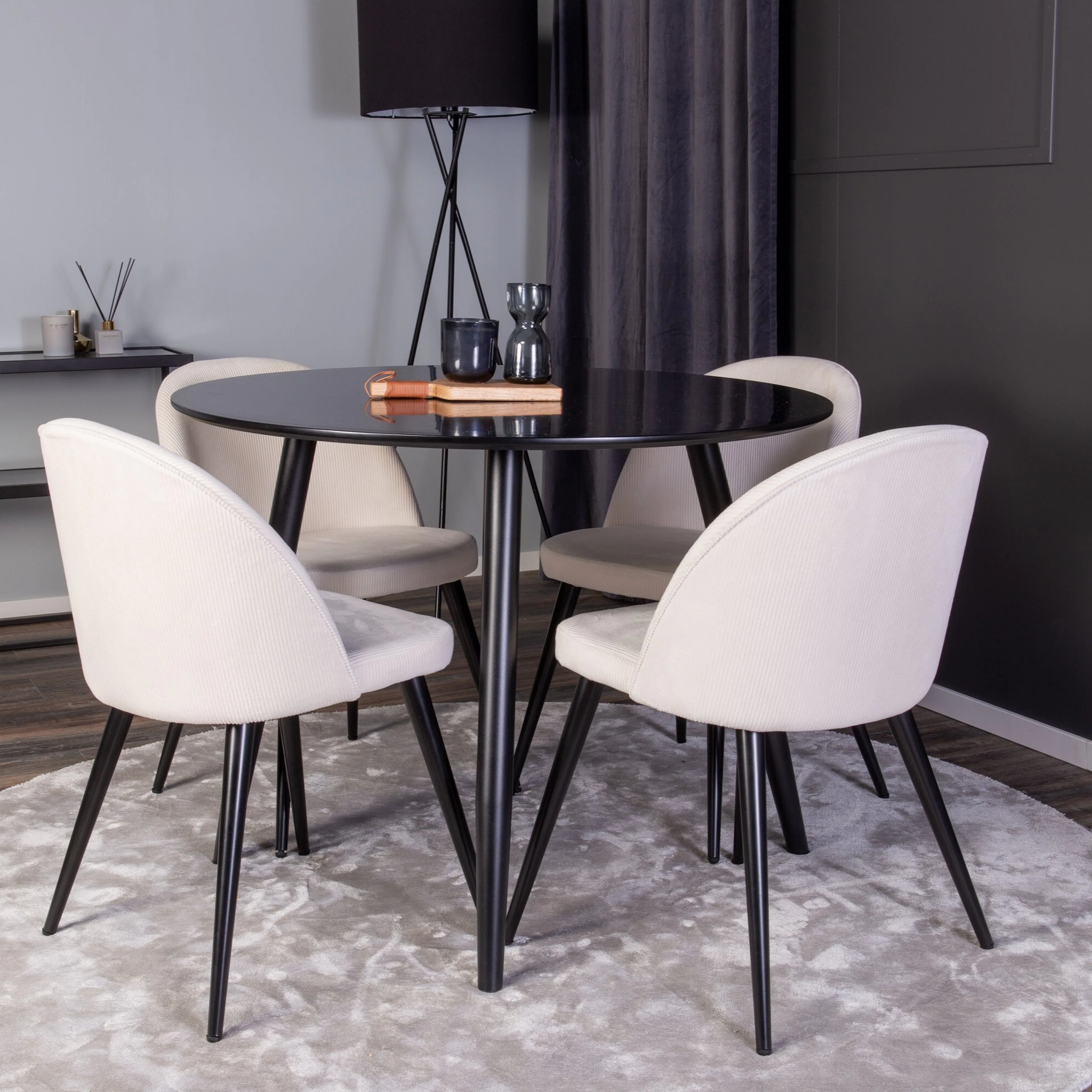 Spisegruppe Venture Home Plaza med 4stk Velvet Stoler