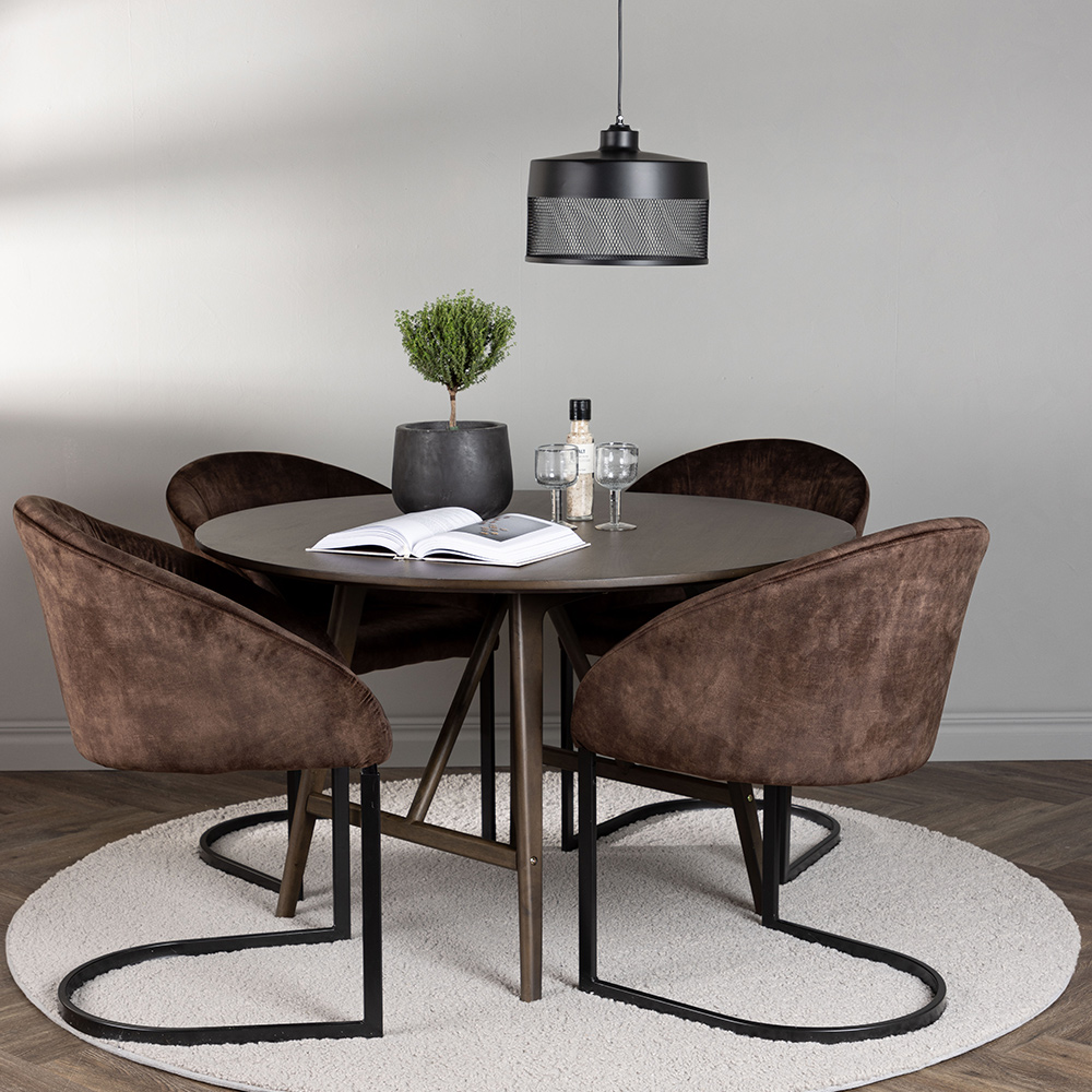 Spisegruppe Venture Home Kaseidon Ø100 cm med 4 stk Evening Stoler