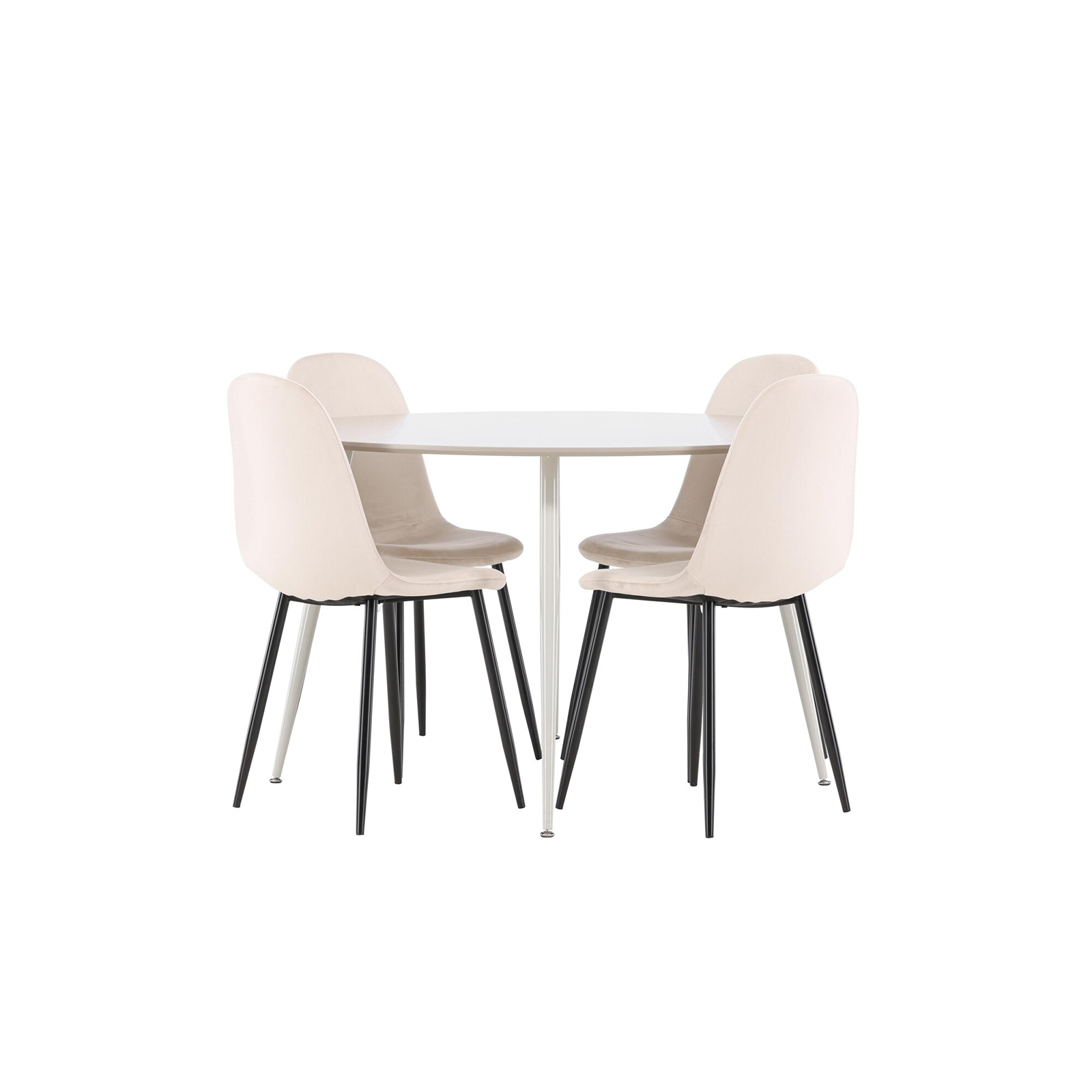 Spisegruppe Venture Home Plaza Ø120 med 4 stk Polar Stoler Fløyel