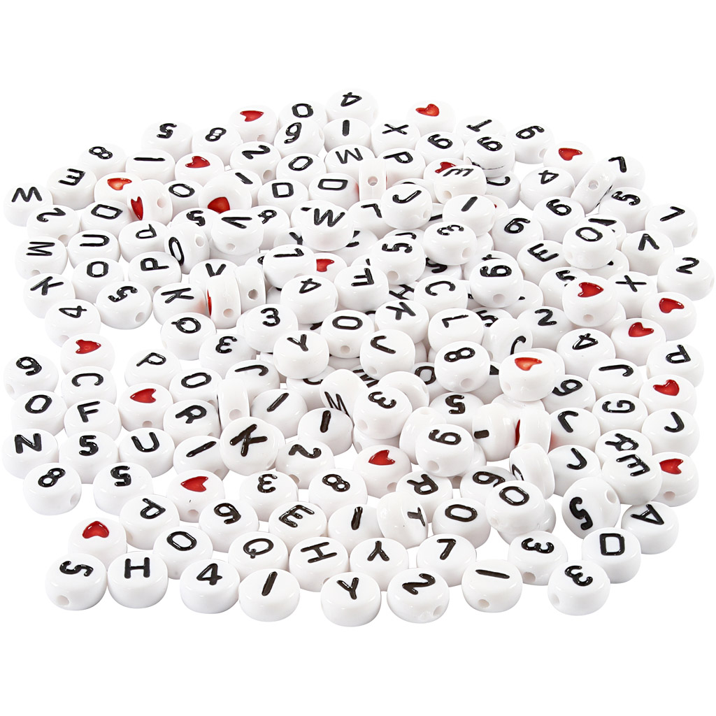 Bokstavperler Creativ Company Hvit Str 7 mm Hullstr 1,2 mm 200 g