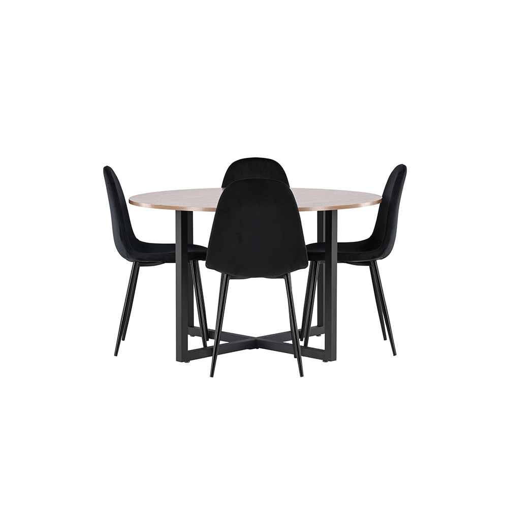 Spisegruppe Venture Home Durango Ø 120 cm med 4 Polar Stoler Fløyel