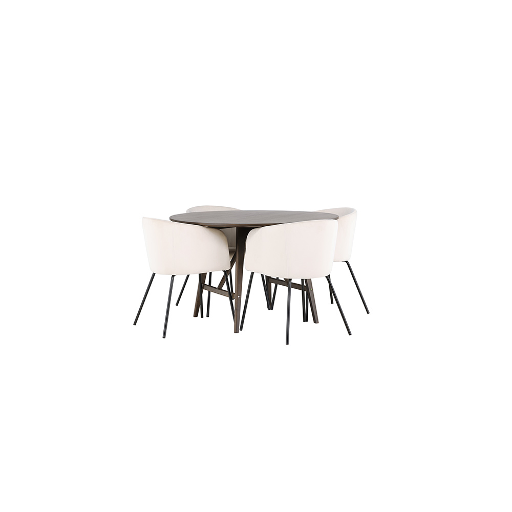 Spisegruppe Venture Home Kaseidon Ø100 cm med 4 stk Berit Stoler