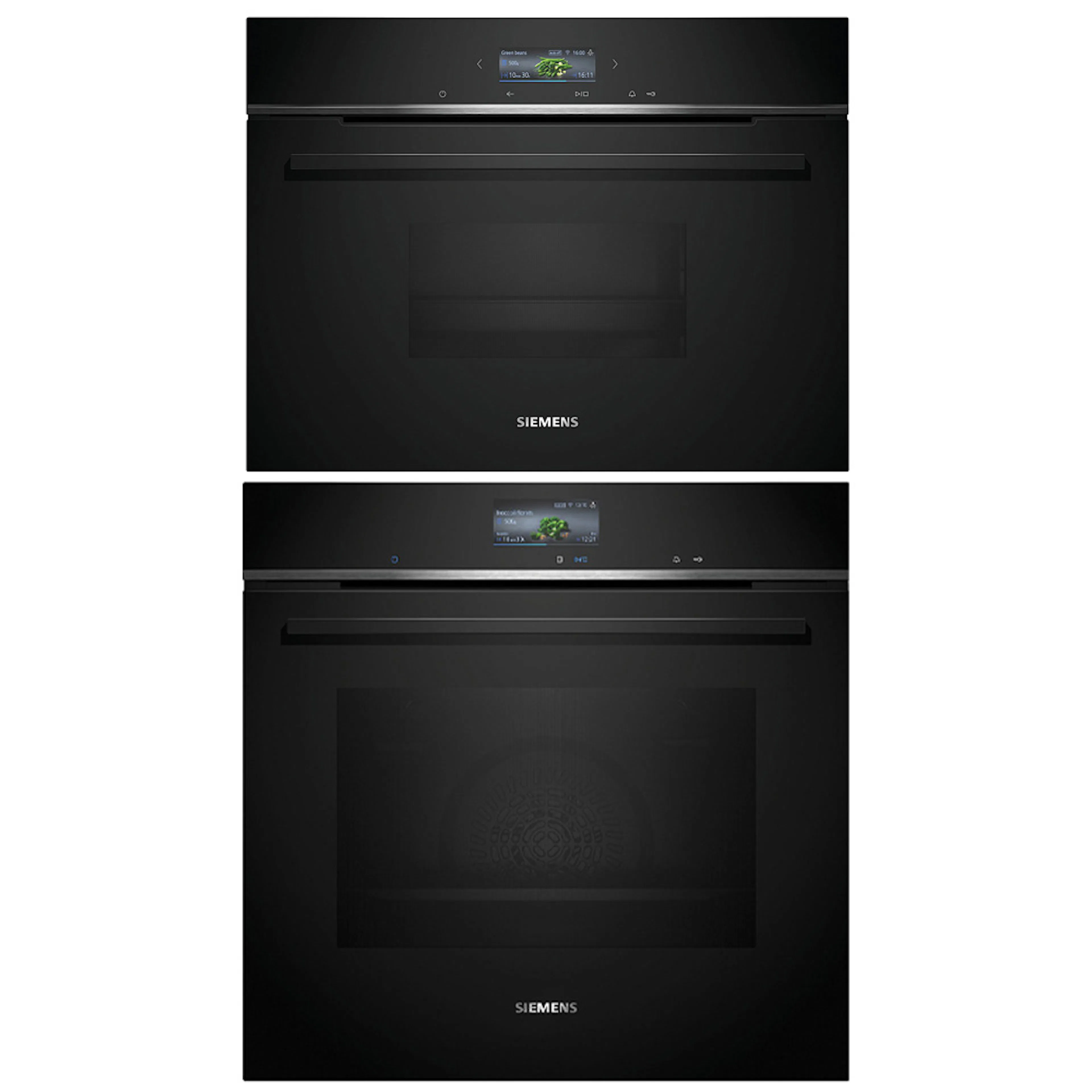 Ovn- og Mikrobølgepakke Siemens iQ700 HB776G3B2S + CD714GXB1 Med WIFI og Dampfunksjon Sort
