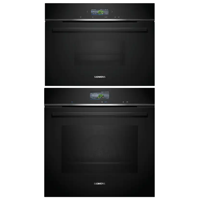 Ovn- og Mikrobølgepakke Siemens iQ700 HB776G3B2S + CD714GXB1 Med WIFI og Dampfunksjon Sort