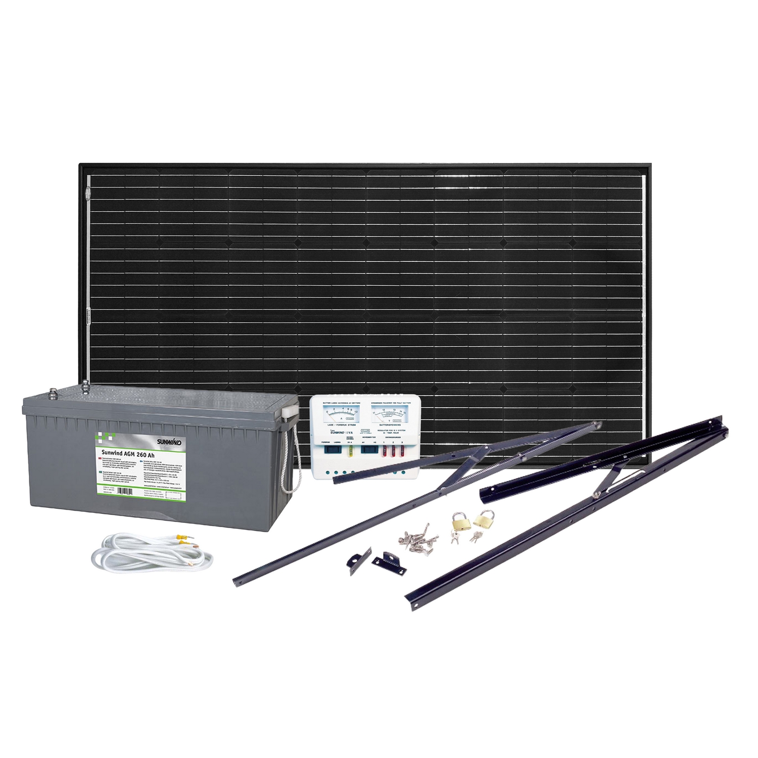 Solcelleanlegg Sunwind 185W AGM 260At