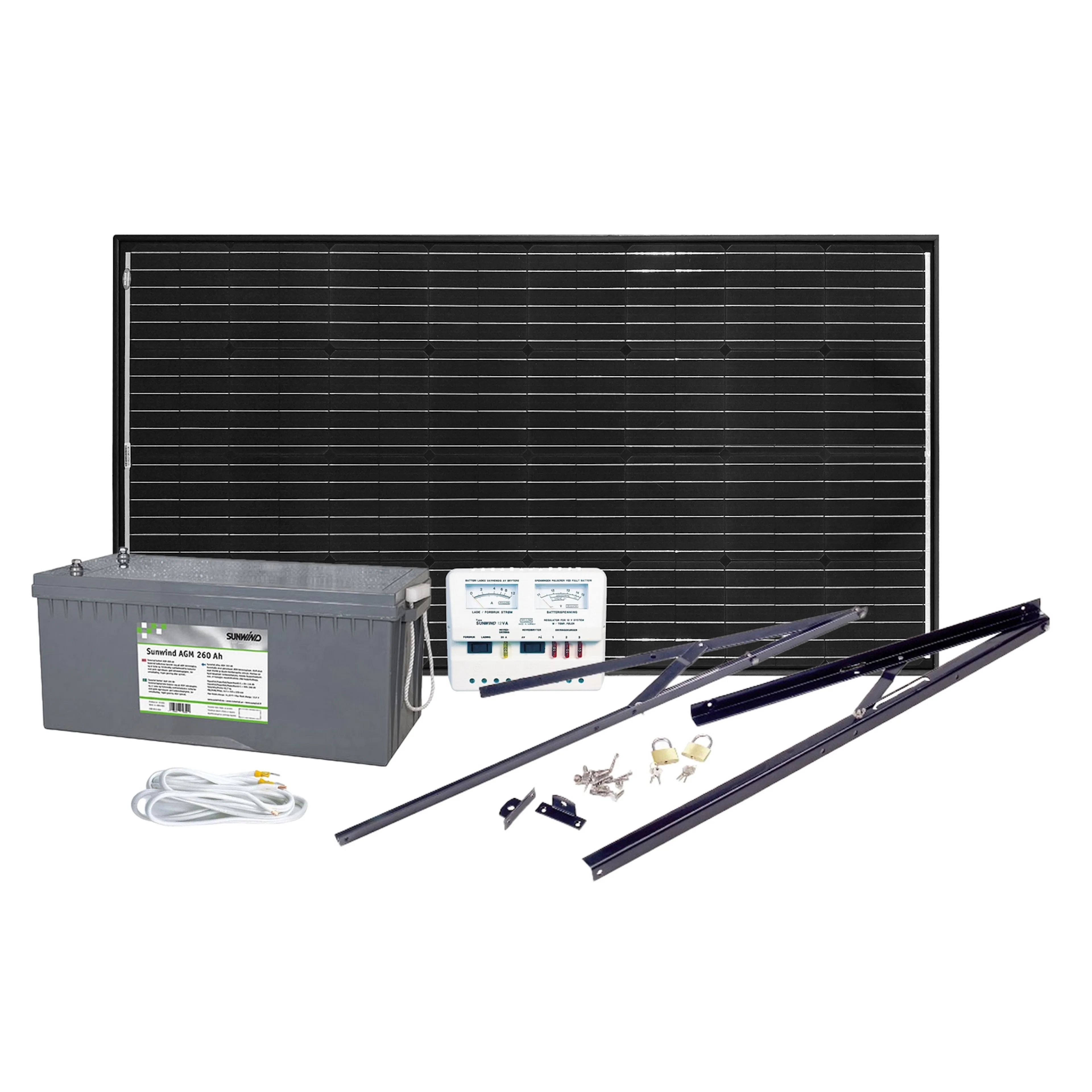 Solcelleanlegg Sunwind 185W AGM 260At