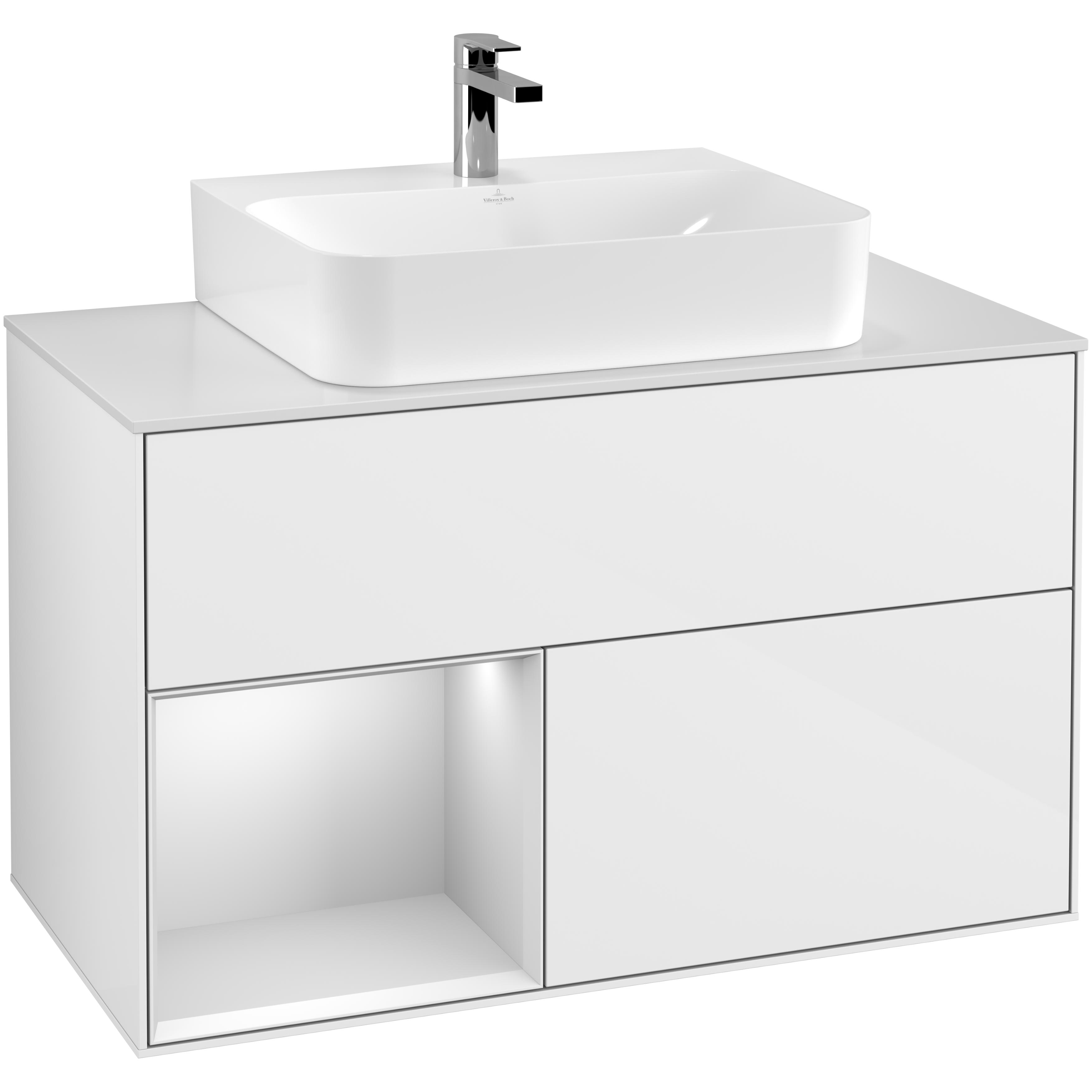 Tvättställsskåp Villeroy & Boch Finion med 2 Lådor Hylla och Bänkskiva för Centrerat Tvättställ | badrum - badrumsmobler - tvattstallsskap-och-kommod | KakelKungen
