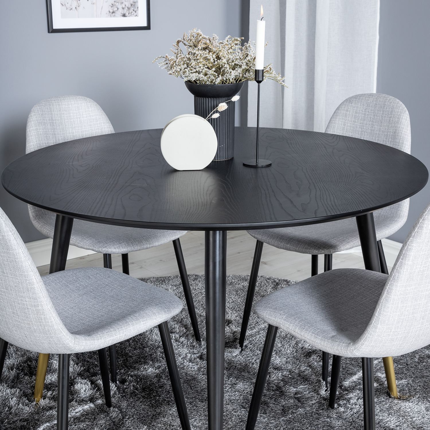 Spisegruppe Venture Home Dipp Ø115 cm med 4 Polar Stoler