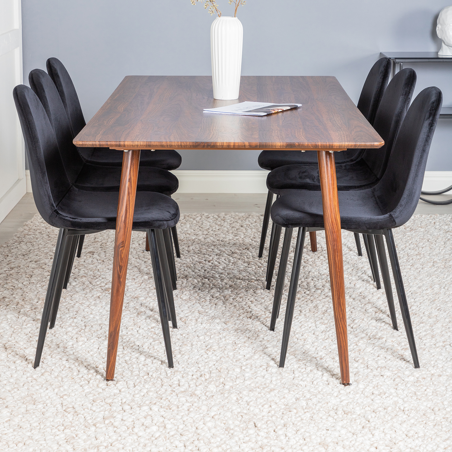Spisegruppe Venture Home Pobbie med 6 Stoler Fløyel