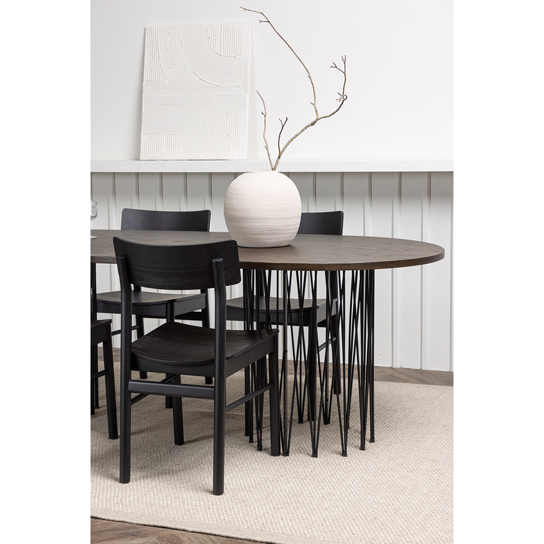 Spisegruppe Venture Home Stone oval med 4st Montros Spisestoler