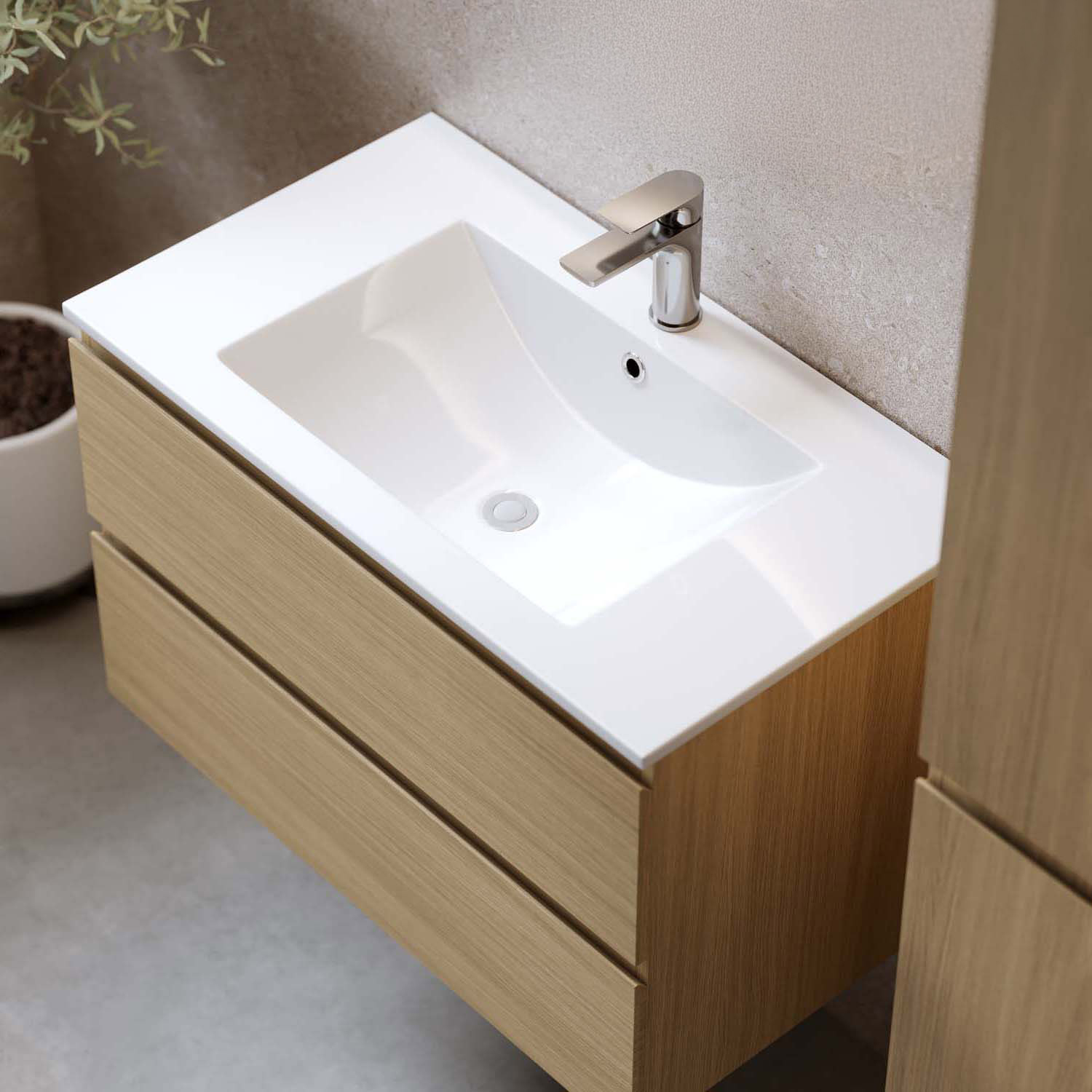 Tvättställsskåp Bathlife Eufori med Tvättställ och Spegel Skina