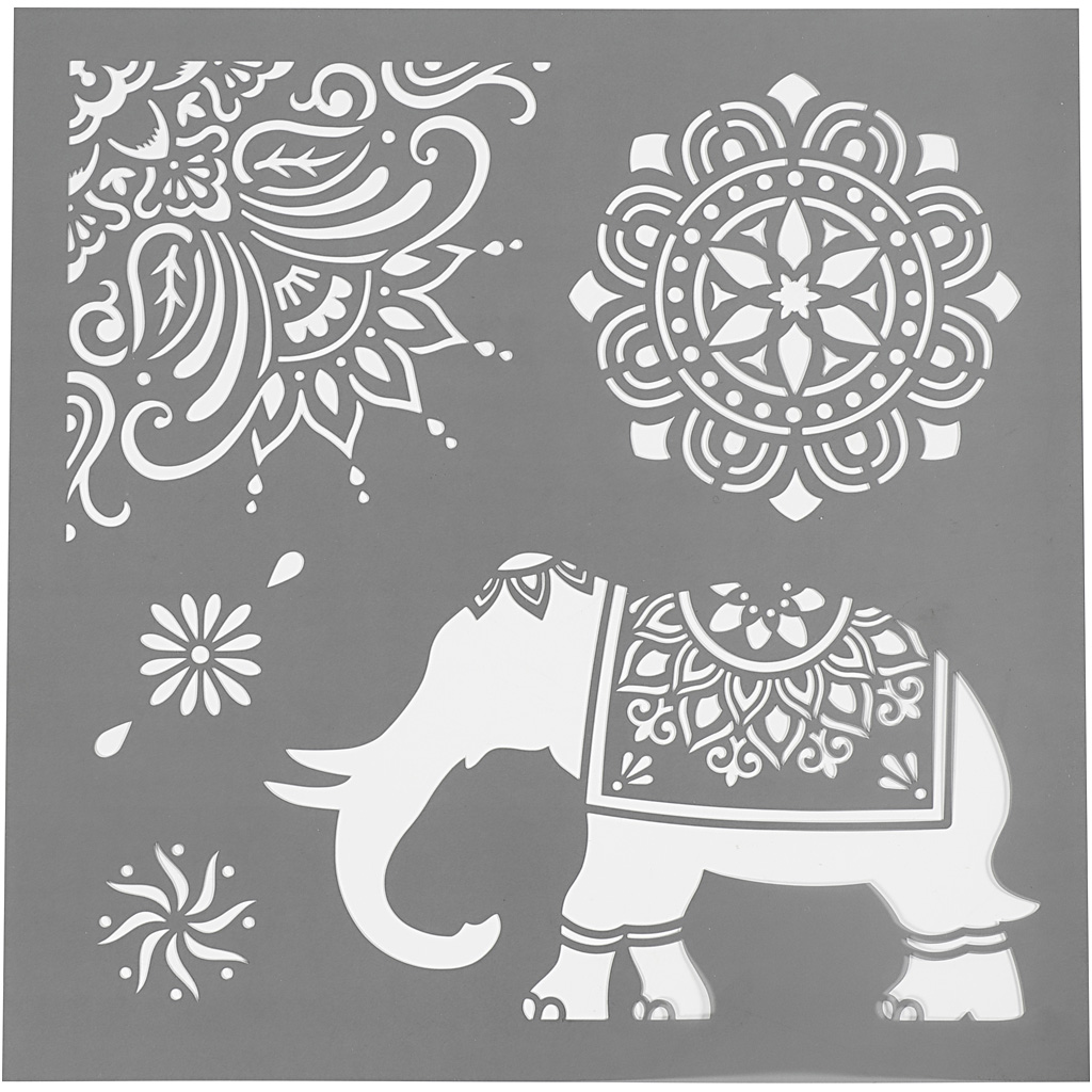 Stensil Creativ Company Etniske motiver Elefant