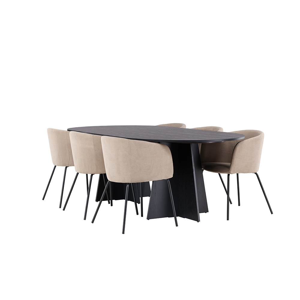 Spisegruppe Venture Home Bootcut Oval med 6 Berit Stoler