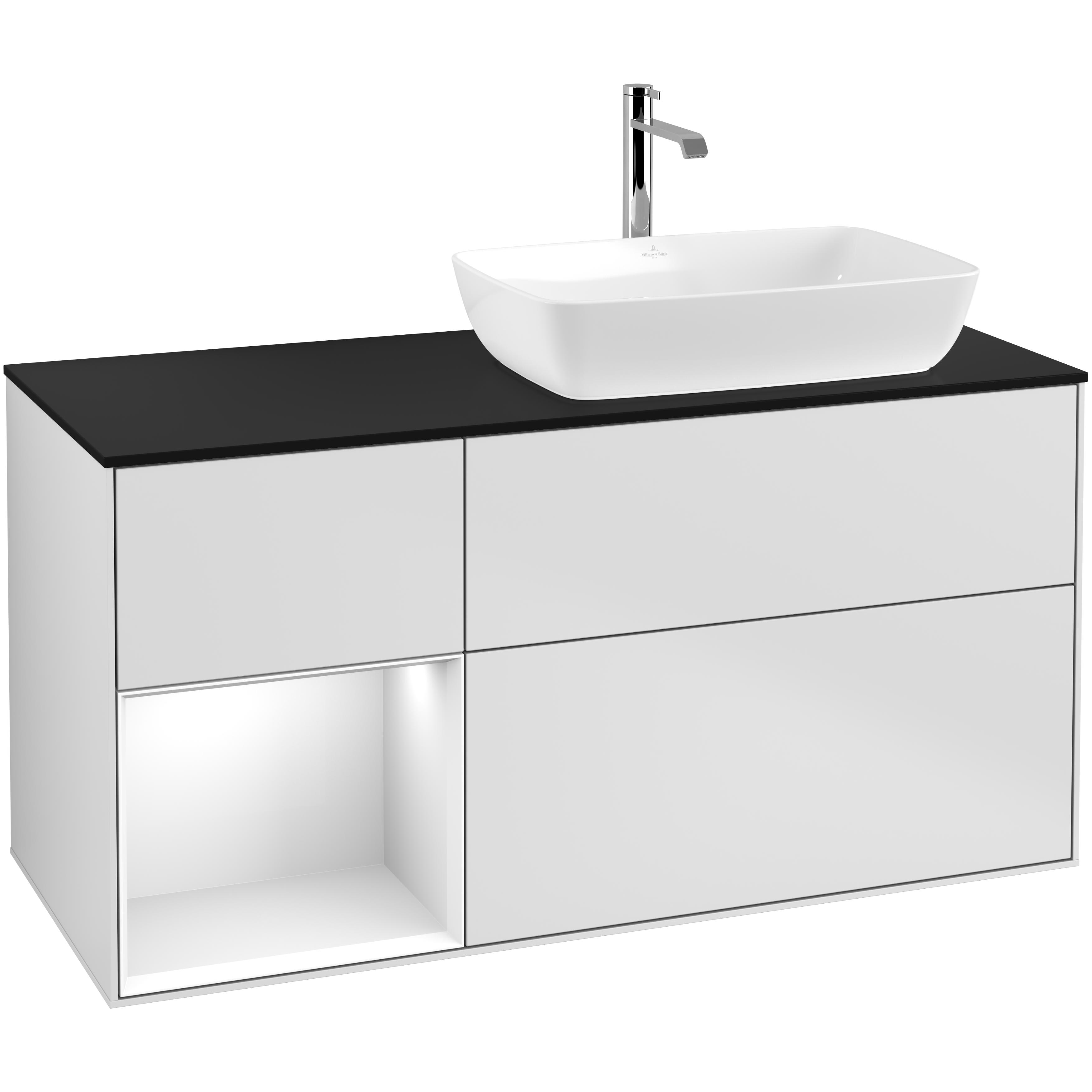 Tvättställsskåp Villeroy & Boch Finion med 3 Lådor Hylla och Bänkskiva för Ocentrerat Tvättställ från Artis & Collaro