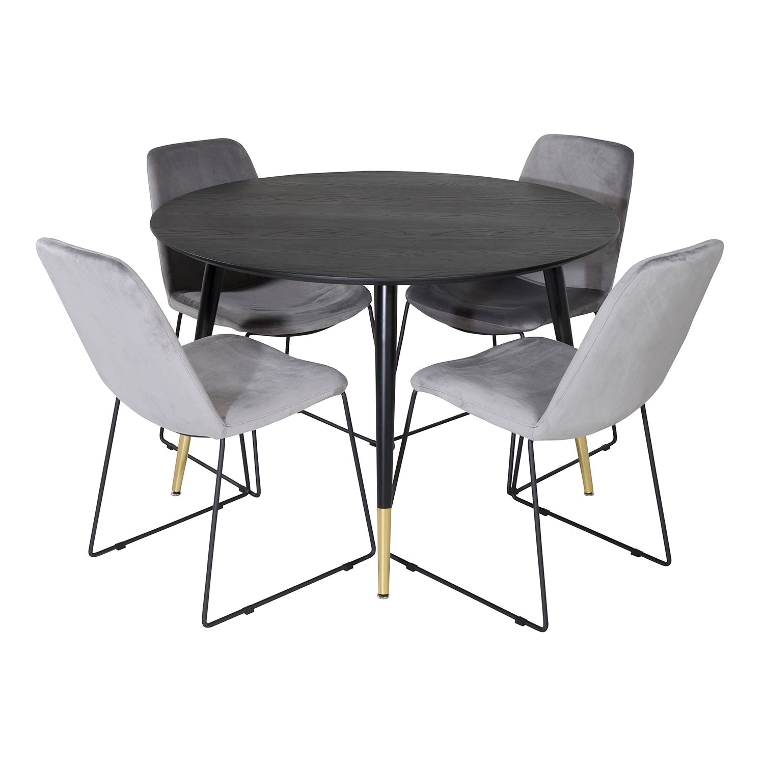 Dipp Table - - Black / Black Brass+Muce Chair - - Grey Velve Sort/Messing/Grå