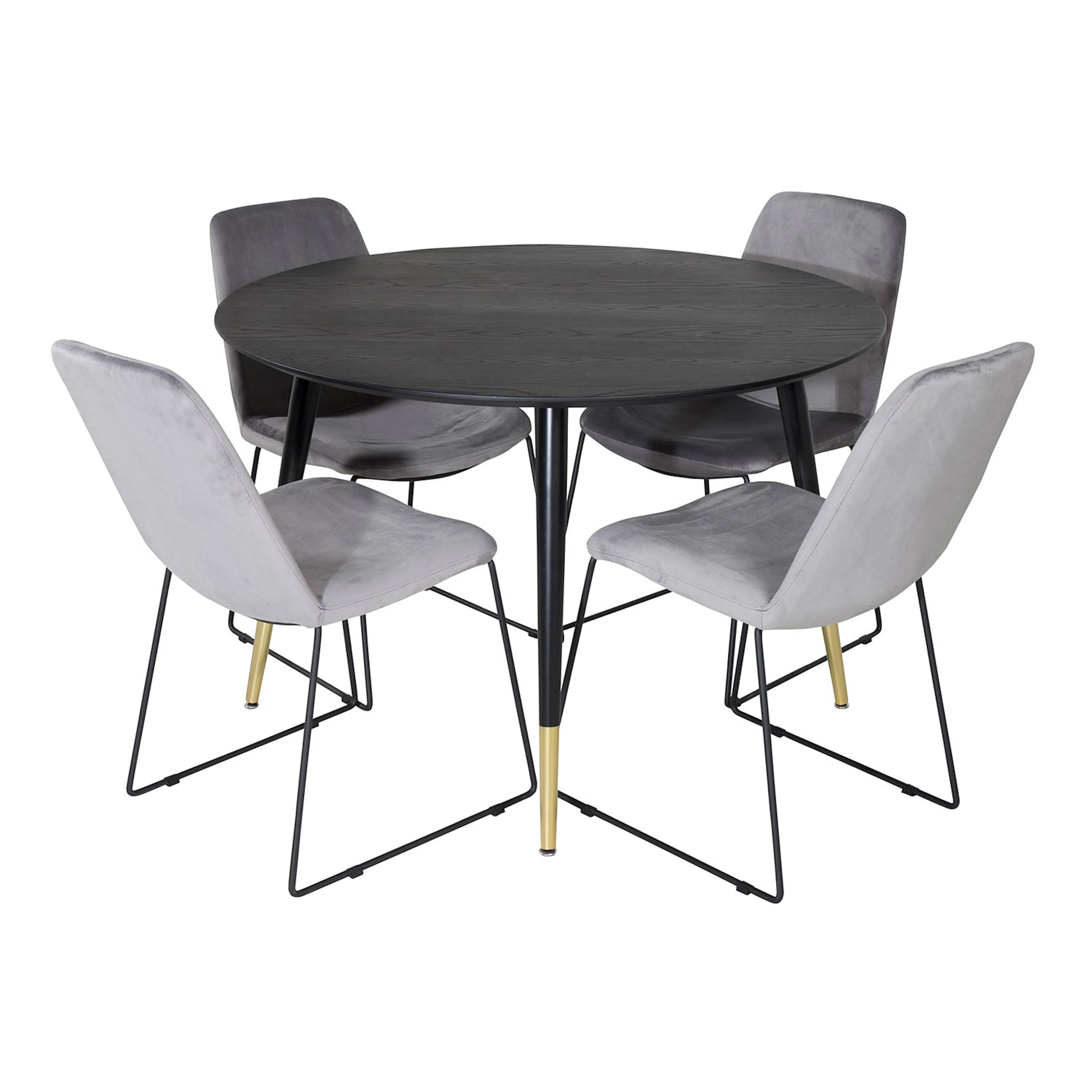 Dipp Table - - Black / Black Brass+Muce Chair - - Grey Velve Sort/Messing/Grå