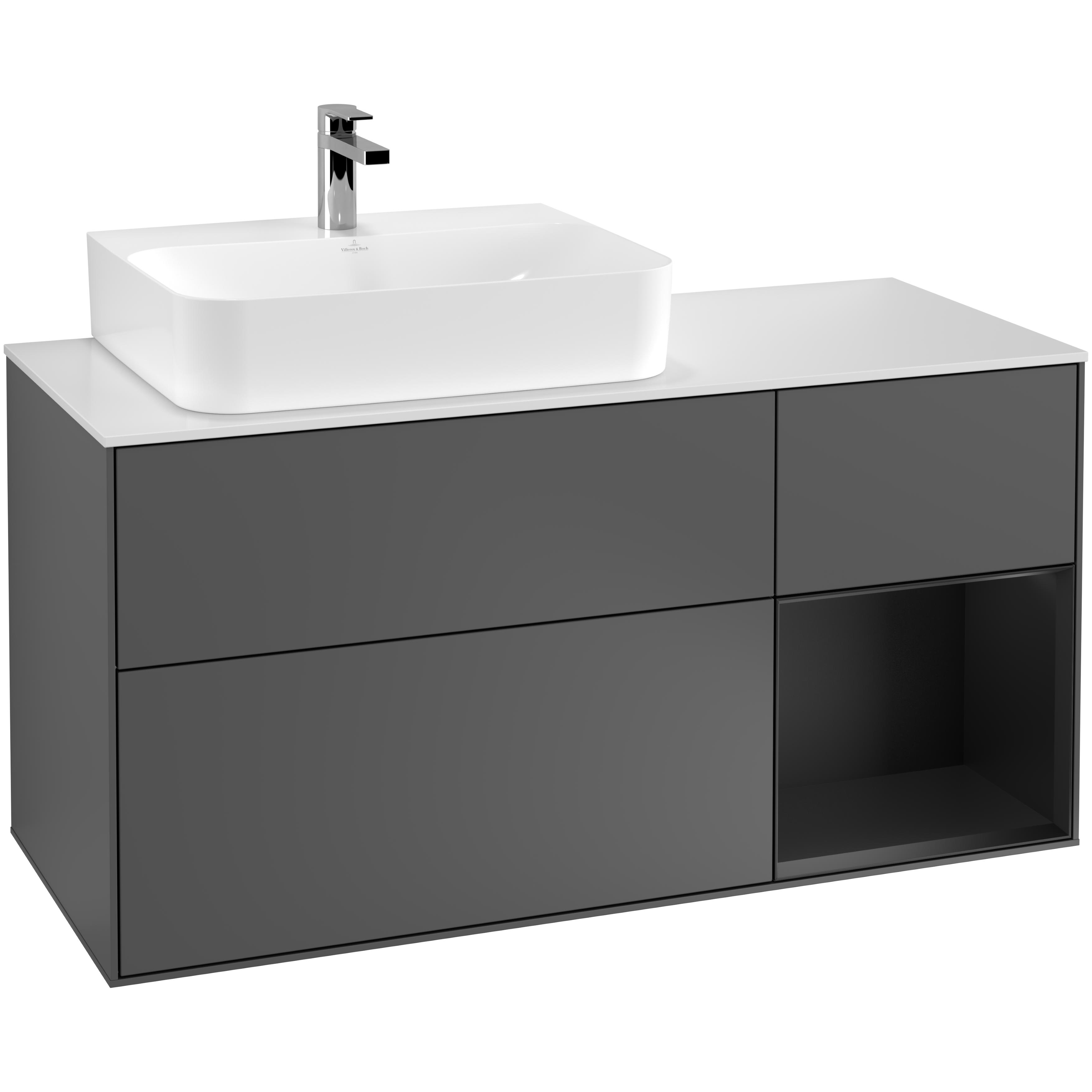 Tvättställsskåp Villeroy & Boch Finion med 3 Lådor Hylla och Bänkskiva för Ocentrerat Tvättställ