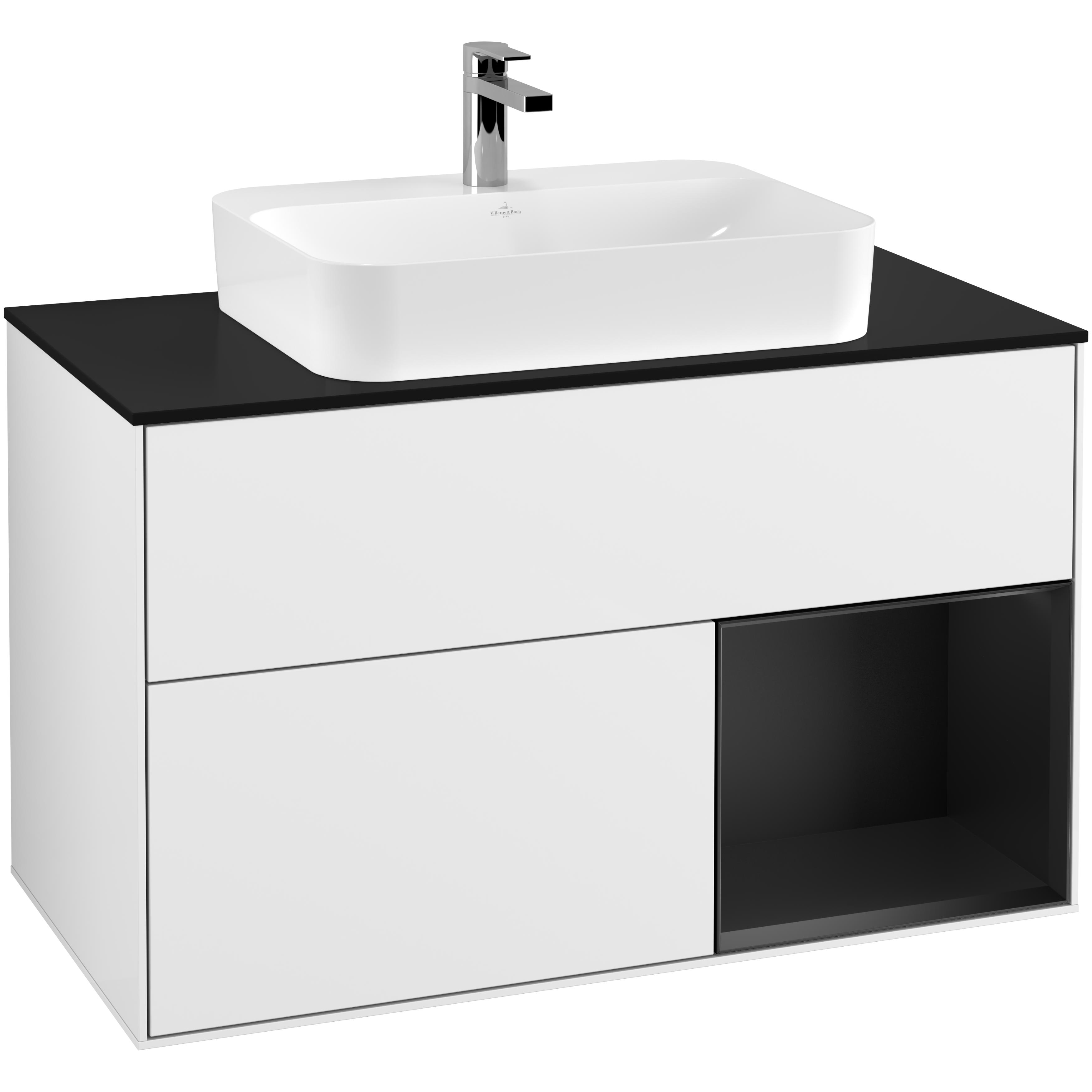 Tvättställsskåp Villeroy & Boch Finion med 2 Lådor Hylla och Bänkskiva för Ytmonterat Tvättställ | badrum - badrumsmobler - tvattstallsskap-och-kommod | KakelKungen