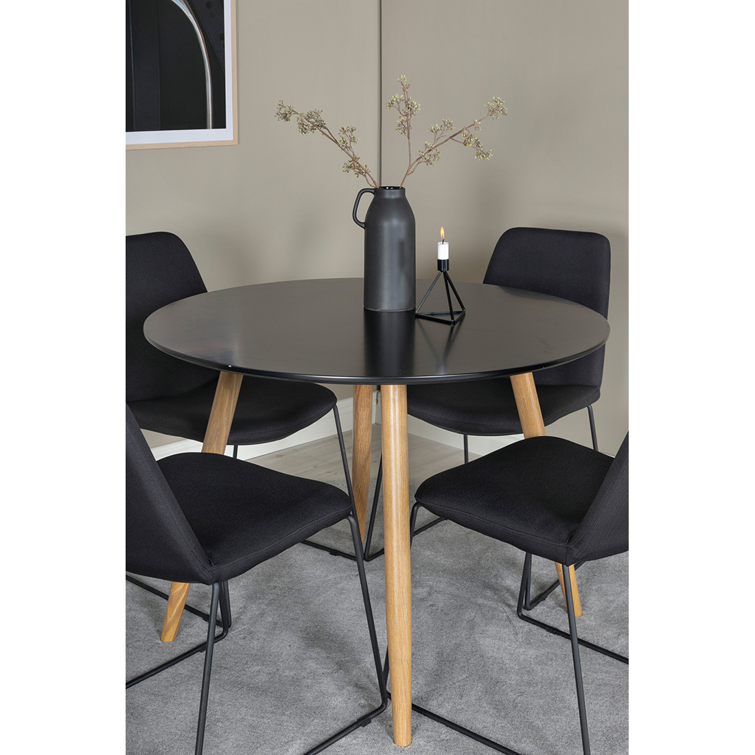 Spisegruppe Venture Home Plaza Ø100 cm med 4st Muce Spisestoler