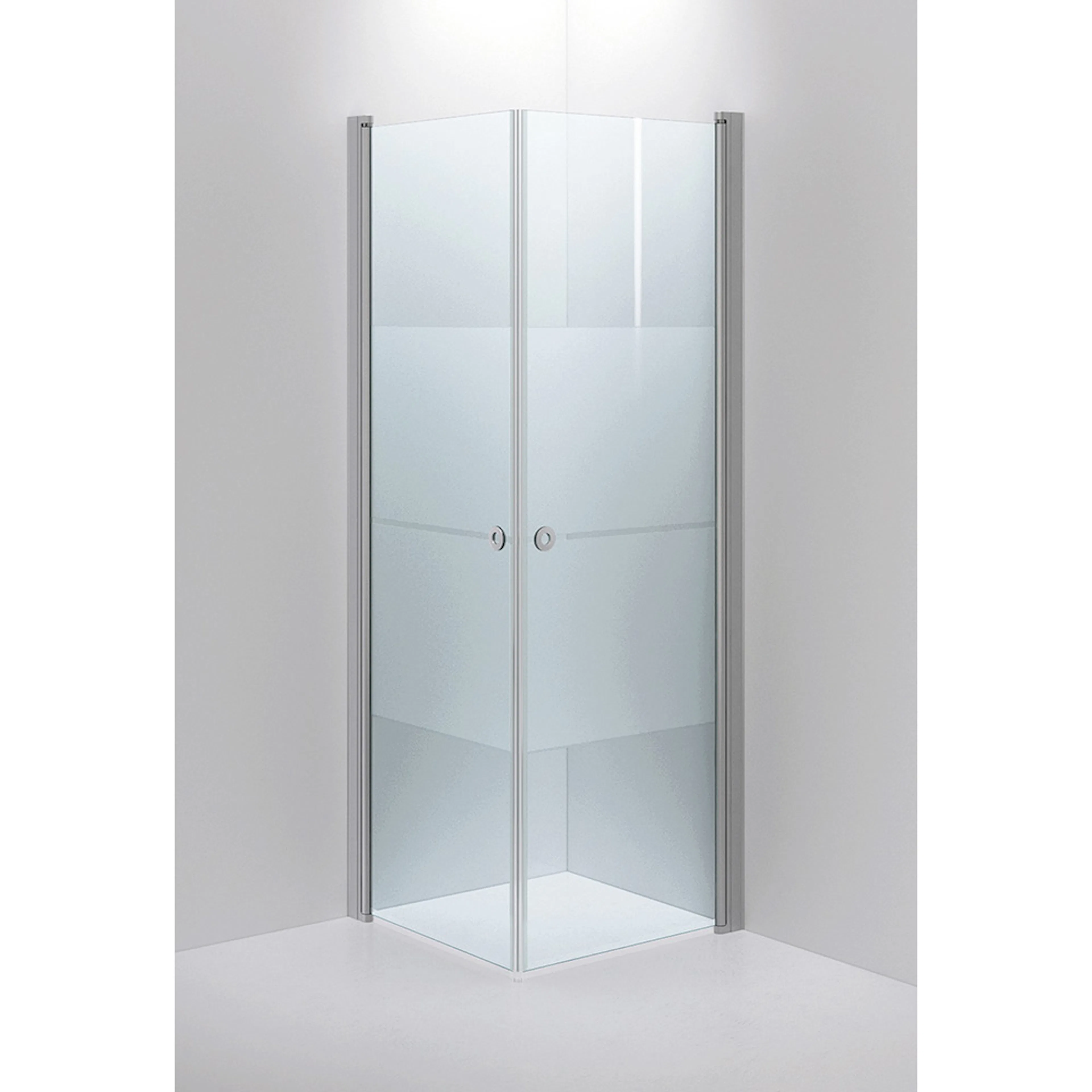 INR LINC Angel Strimma Profil Matt 70x70 Grepp Cirkel mattbo 700x700 mm, Mönstrat Glas, Matt Aluminium