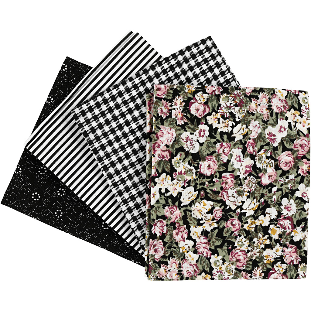 Patchworktyg, svart, stl. 45x55 cm, 100 g, 4 st./ 1 bunt Svart