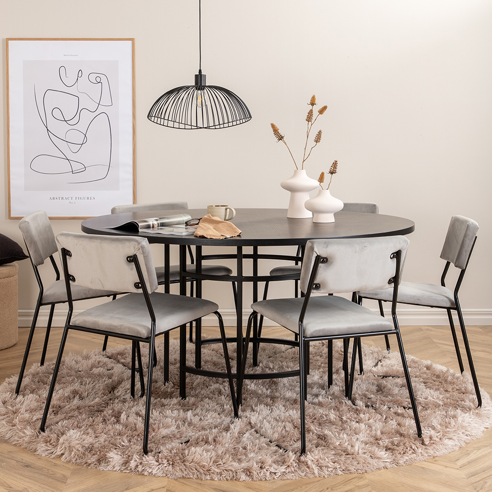 Copenhagen - Dining Table round - Black / Black+Kenth Chair Grå/Sort