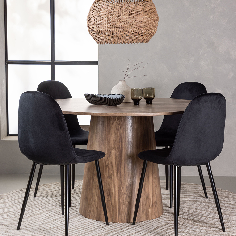 Spisegruppe Venture Home Lanzo med 4 Polar Fløyel Stoler