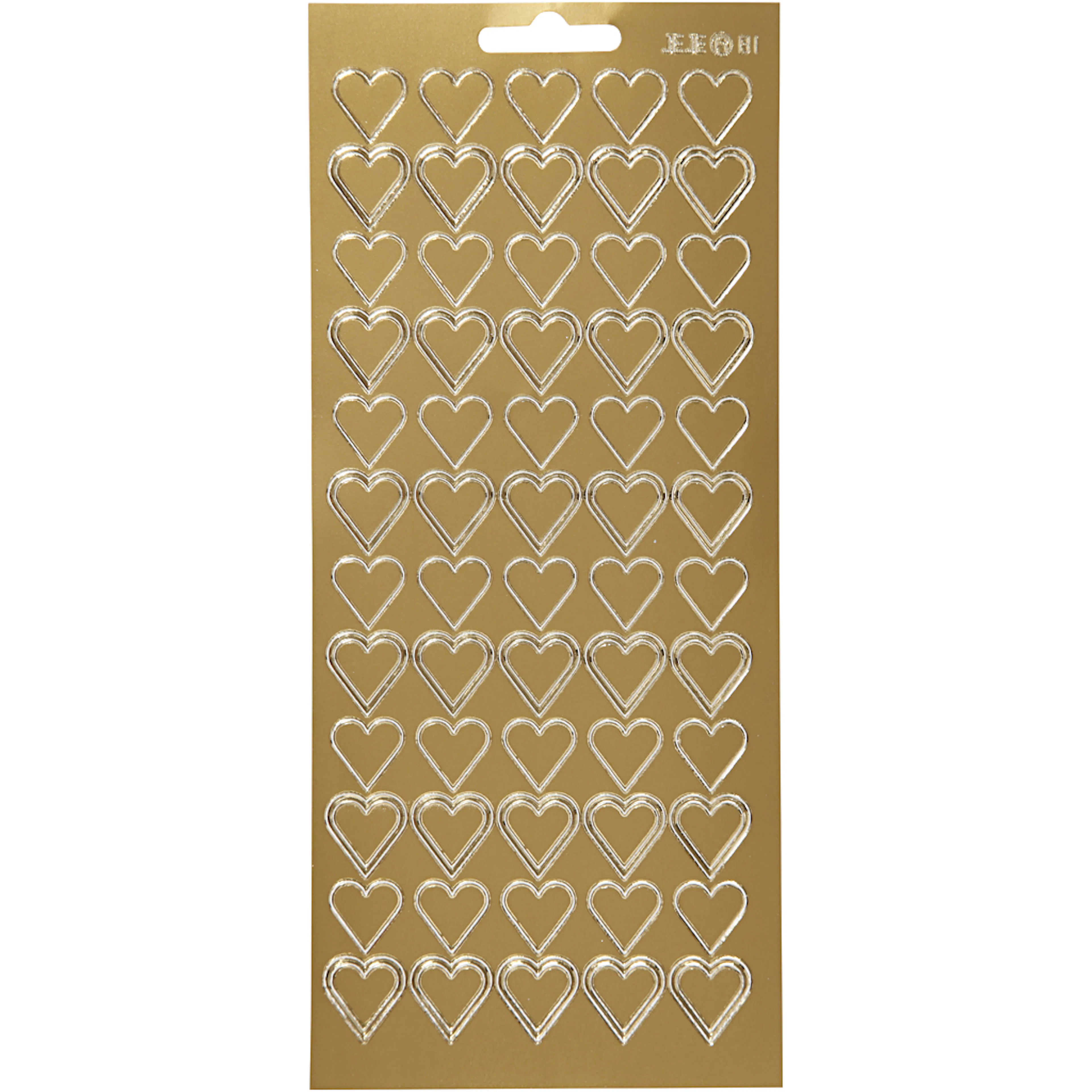 Stickers, guld, hjärtan, 10x23 cm, 1 ark Gull