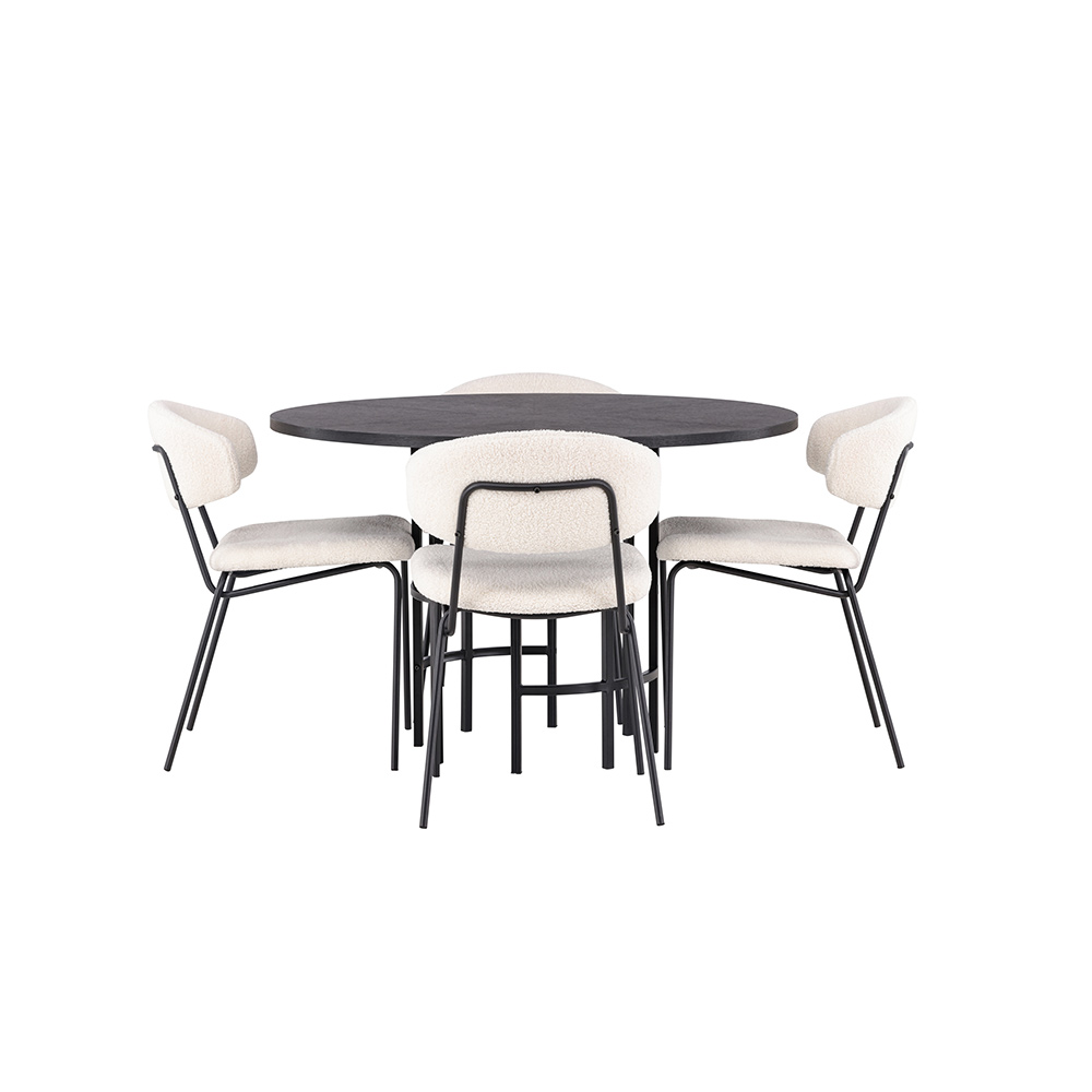 Spisegruppe Venture Home Copenhagen Ø 115 cm med 4 Chico Stoler